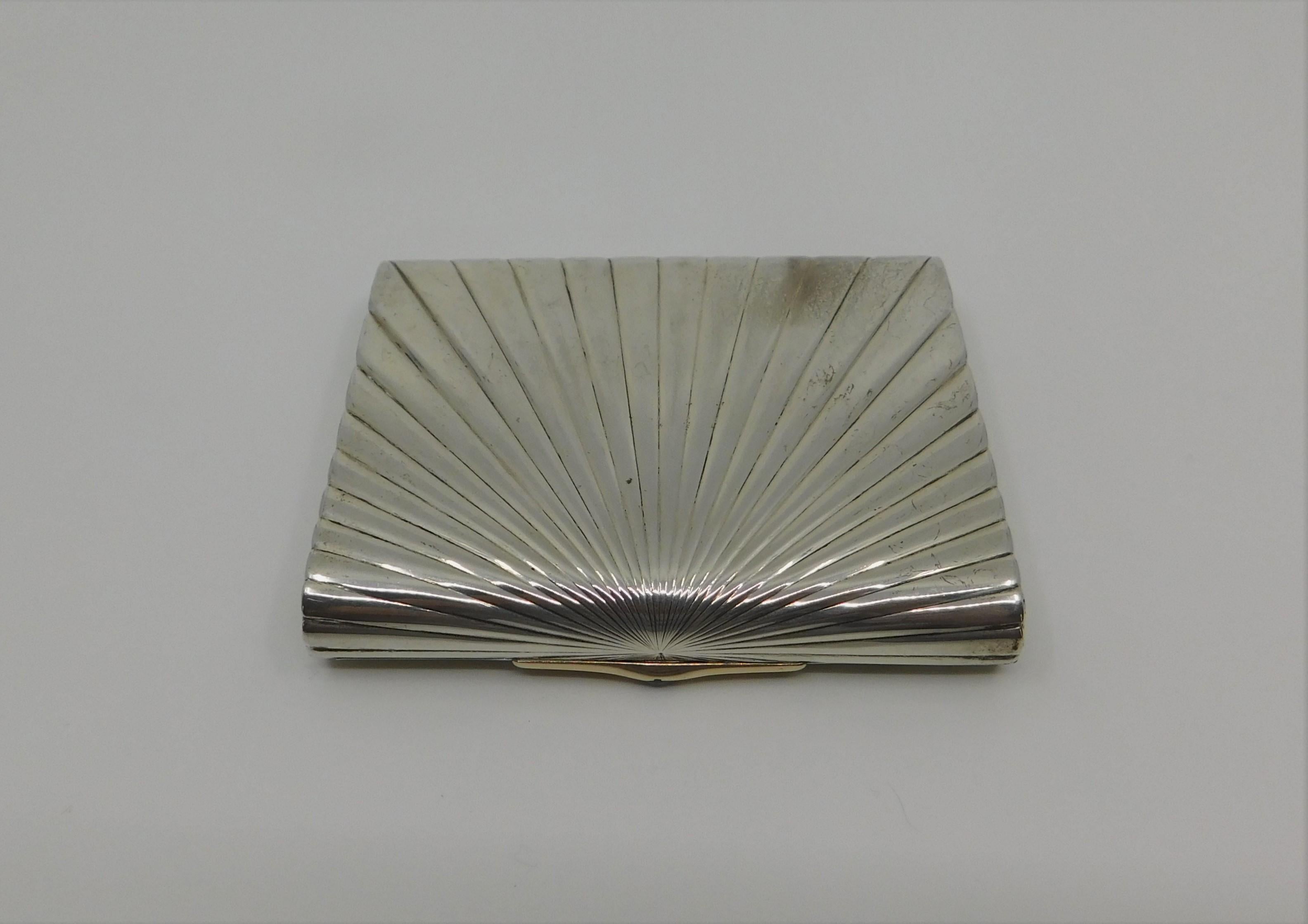 English Silver Gold and Sapphire Art Deco Cigarette or Card Case