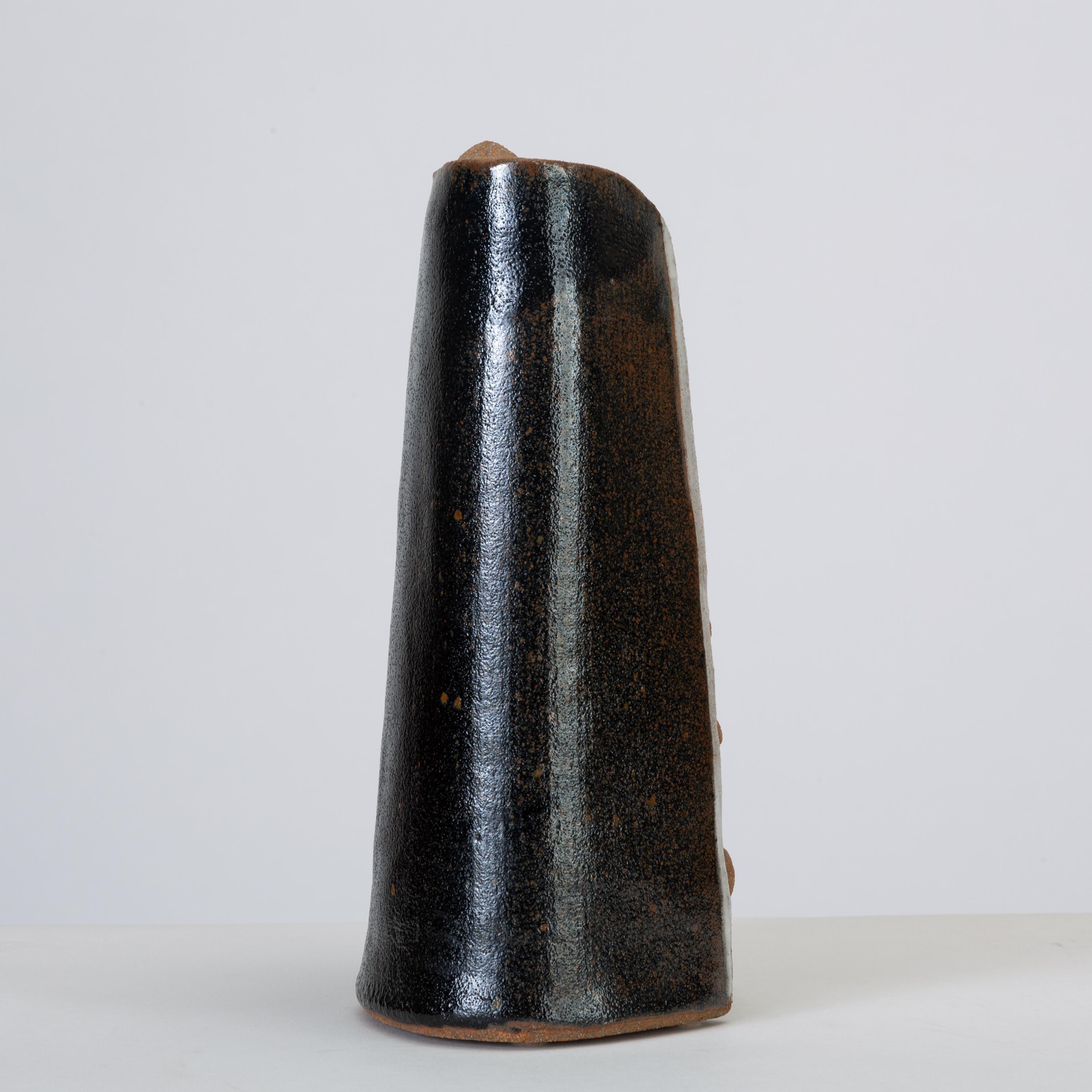 American “Tuxedo” Glazed Studio Pottery Vase