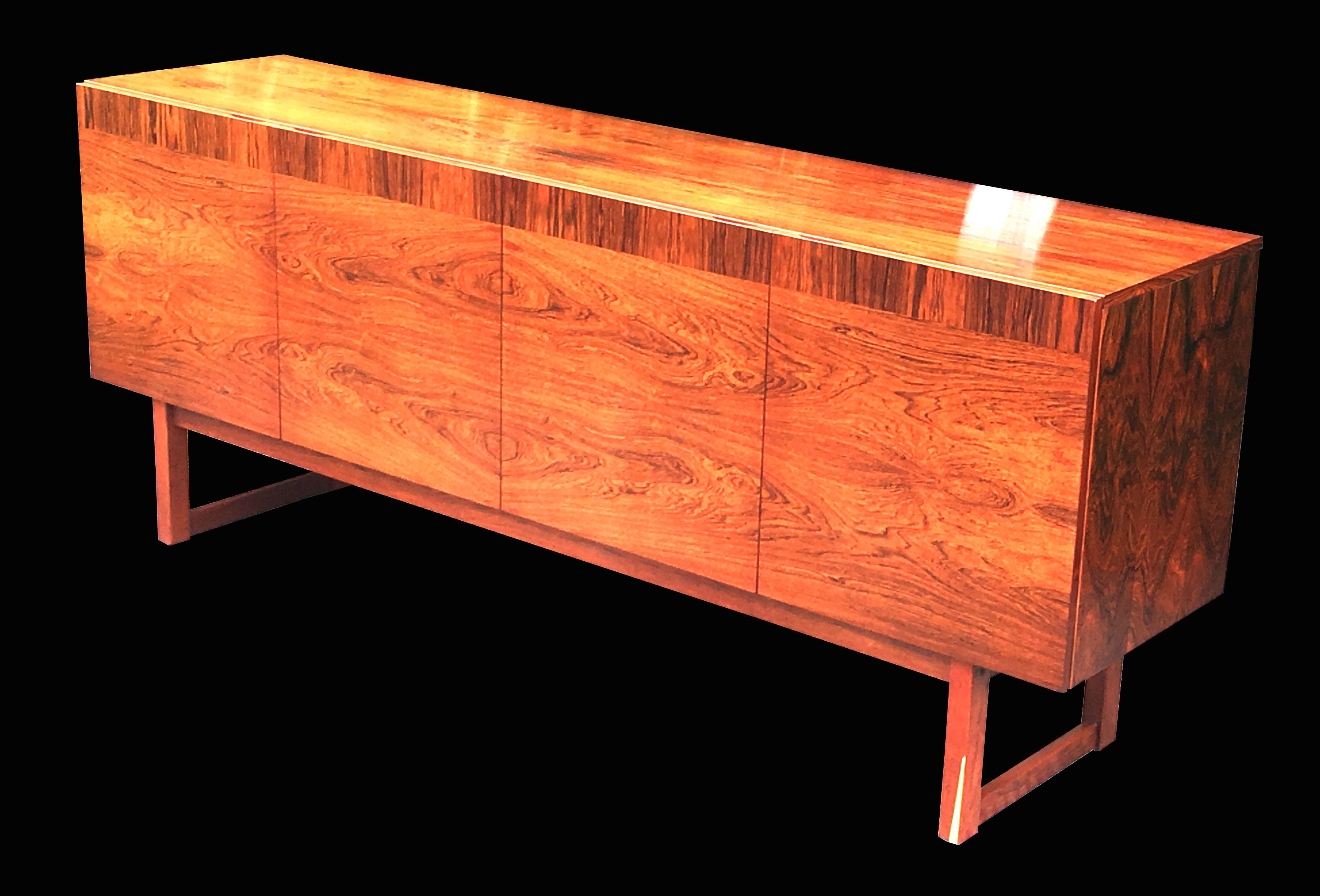 20th Century Four-Door Swedish Sideboard by Ib Kofod Larsen for Seffle Veneered in Pau Ferro