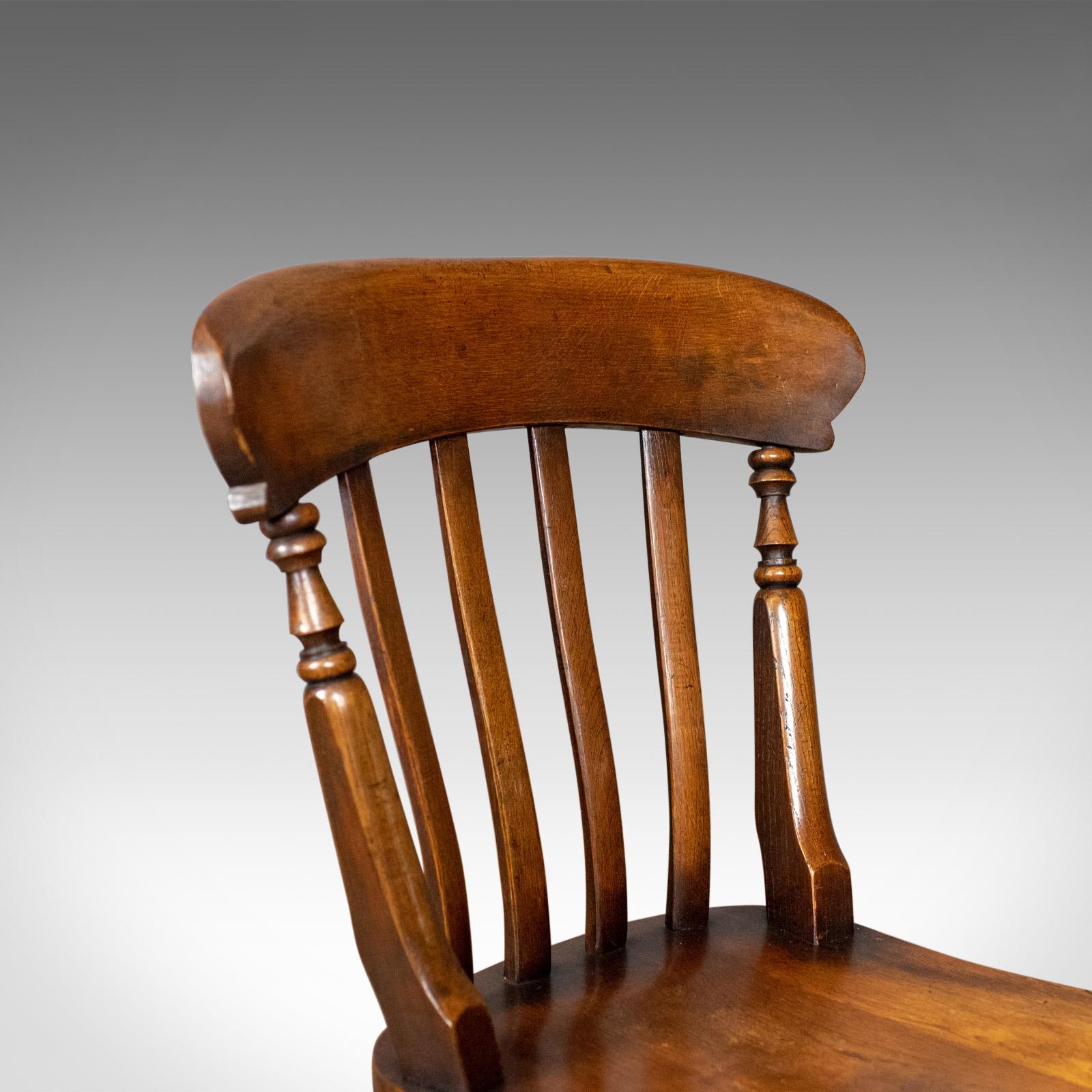 19th Century Set of Four Antique Station Chairs, English, Oak, Windsor, Dining, circa 1890