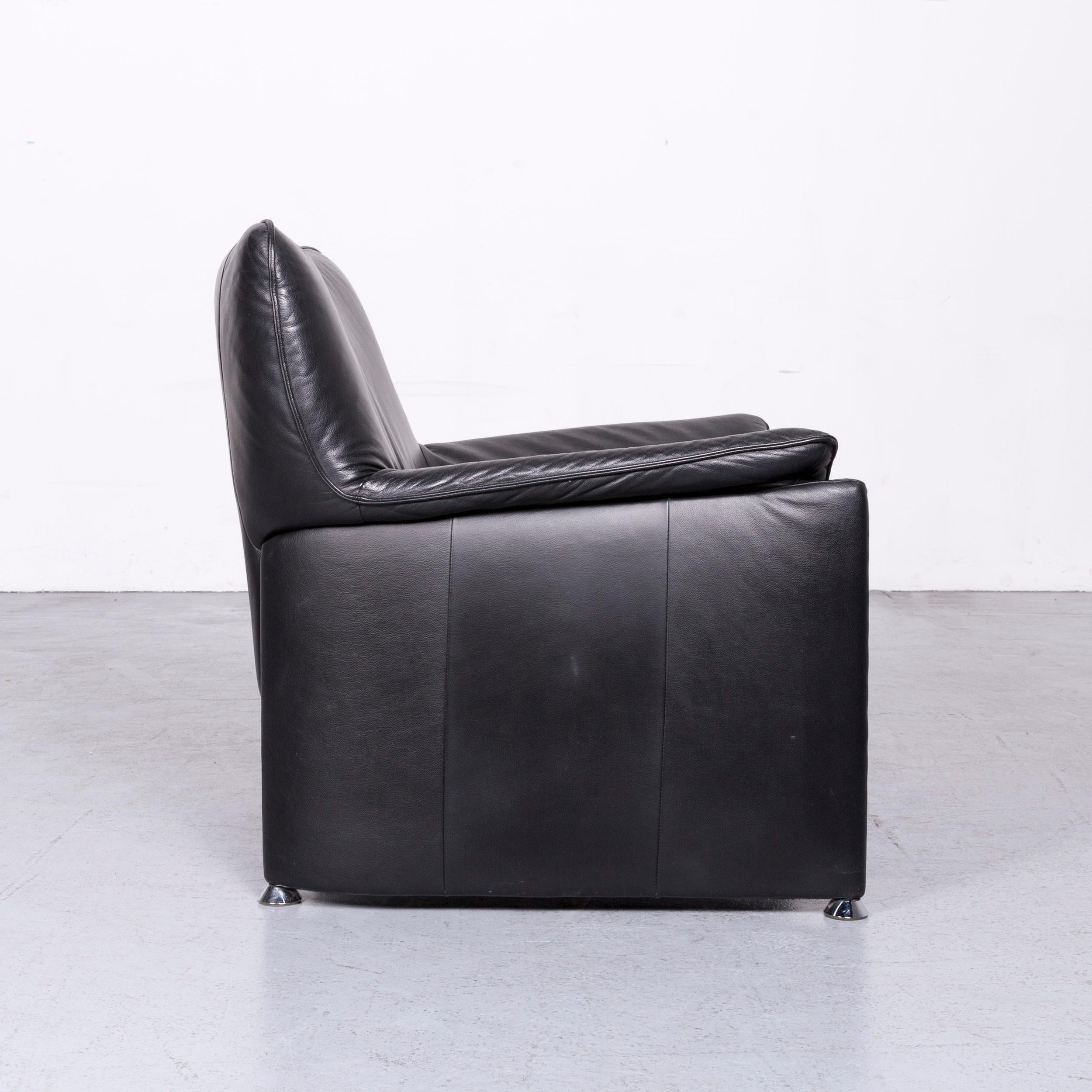 Contemporary Laauser Flair Designer Leather Armchair Black One-Seat Couch