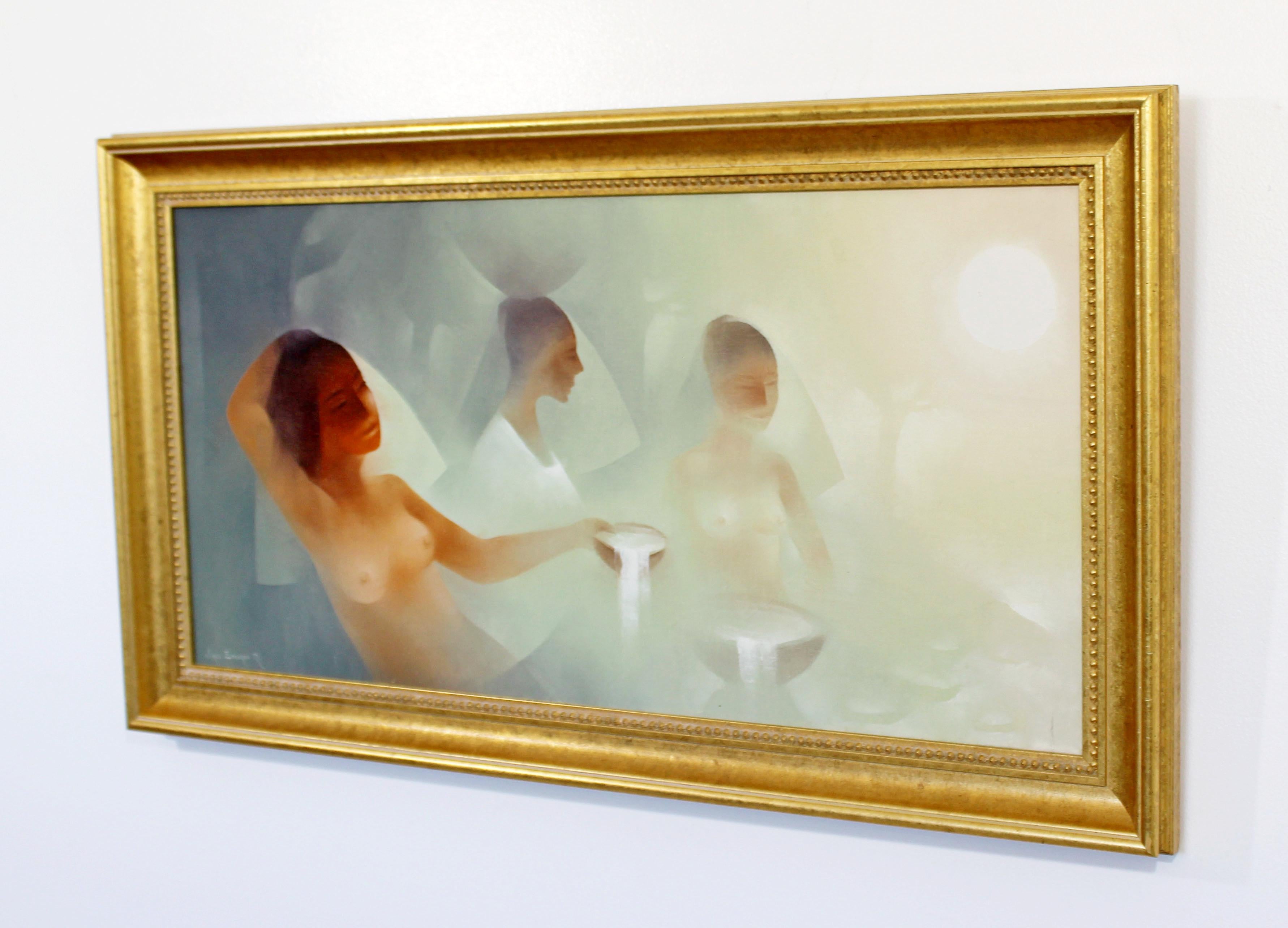 Late 20th Century Mid-Century Modern Oil on Canvas Painting Nude Women by Jorge Edgardo