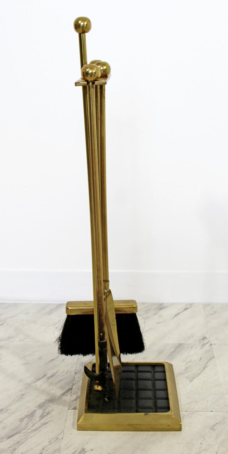 MidCentury Modern Brass Set of Fireplace Tools 1960s Shovel Poker