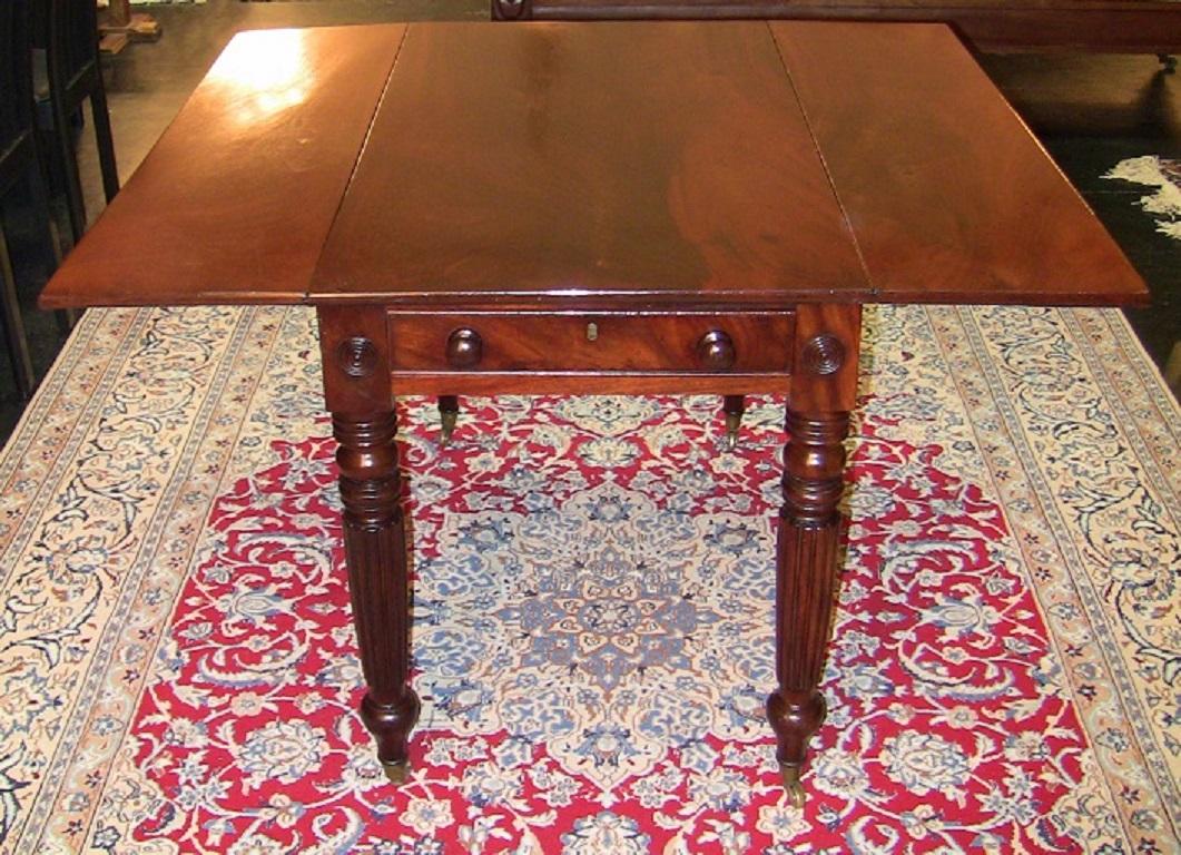 Hand-Crafted 19C British William IV Mahogany Large Pembroke or Library Table