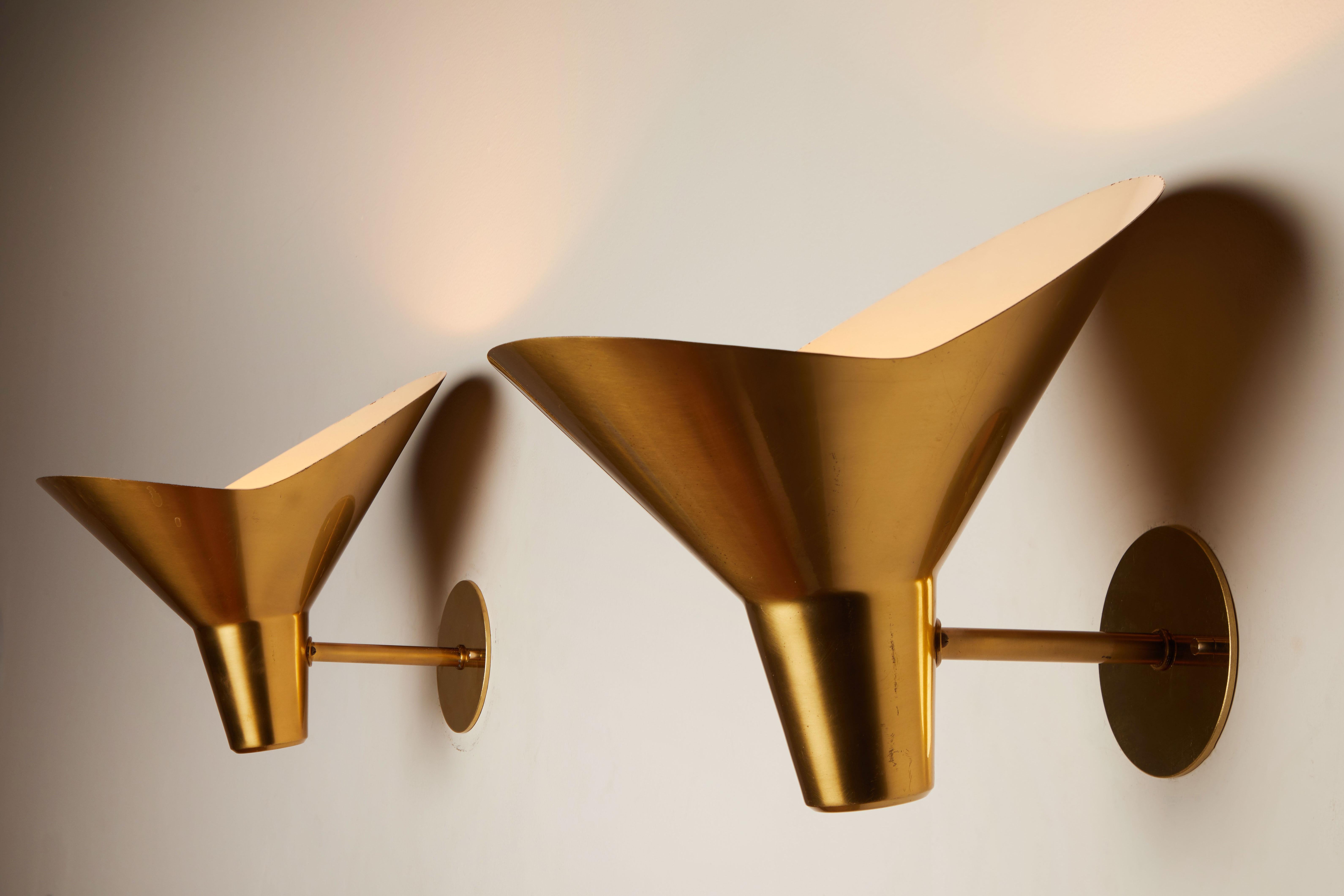 Polished Pair of Brass Sconces by Hans Bergström for Ateljé Lyktan