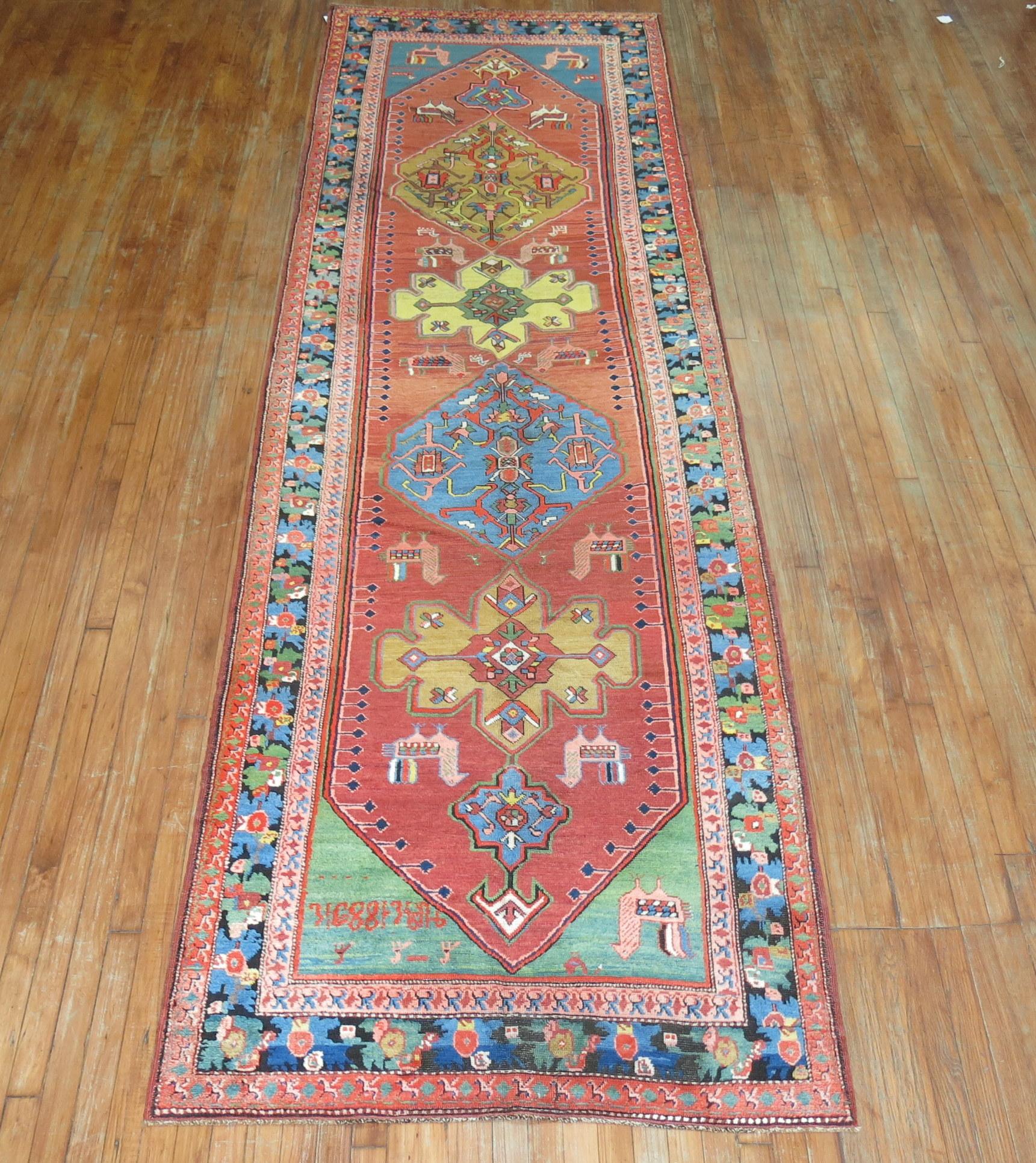 Pictorial Antique Armenian Runner Dated 1889 In Good Condition In New York, NY