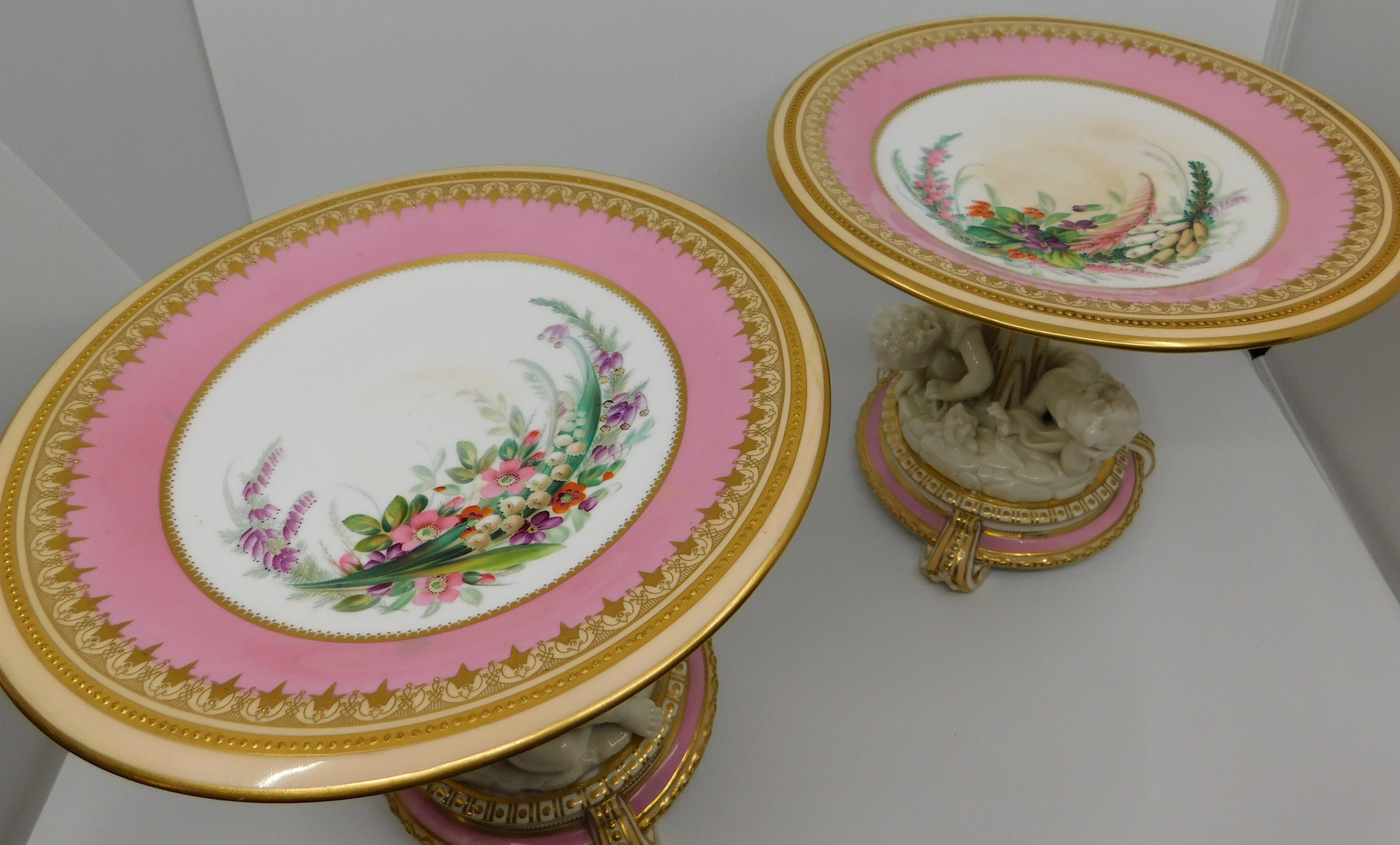 19th Century English Royal Worcester 11 Piece Hand-Painted Dessert Service Set 2