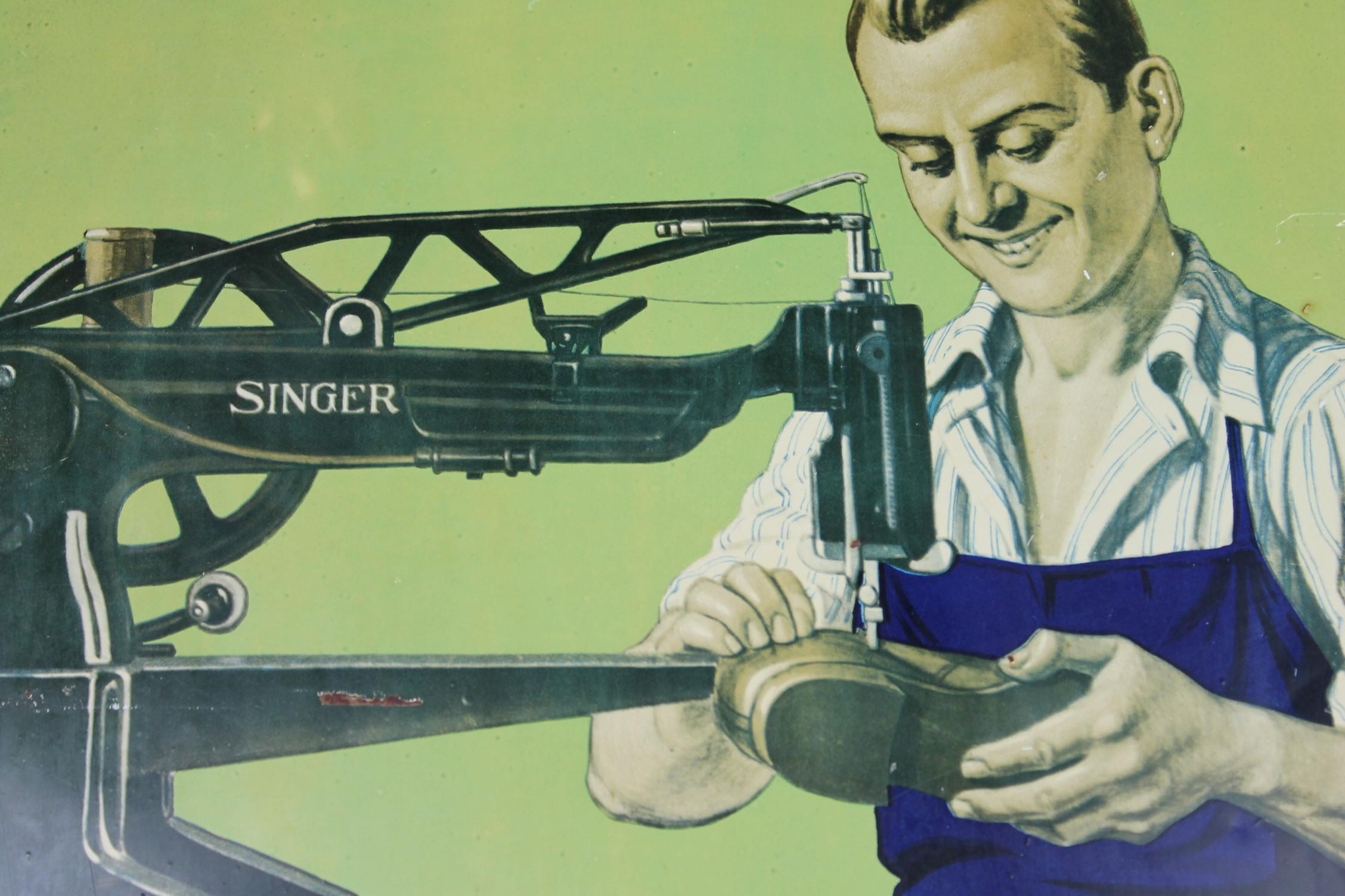 Shoemaker's Singer Machines Vintage Advertising Sign (Zinn)