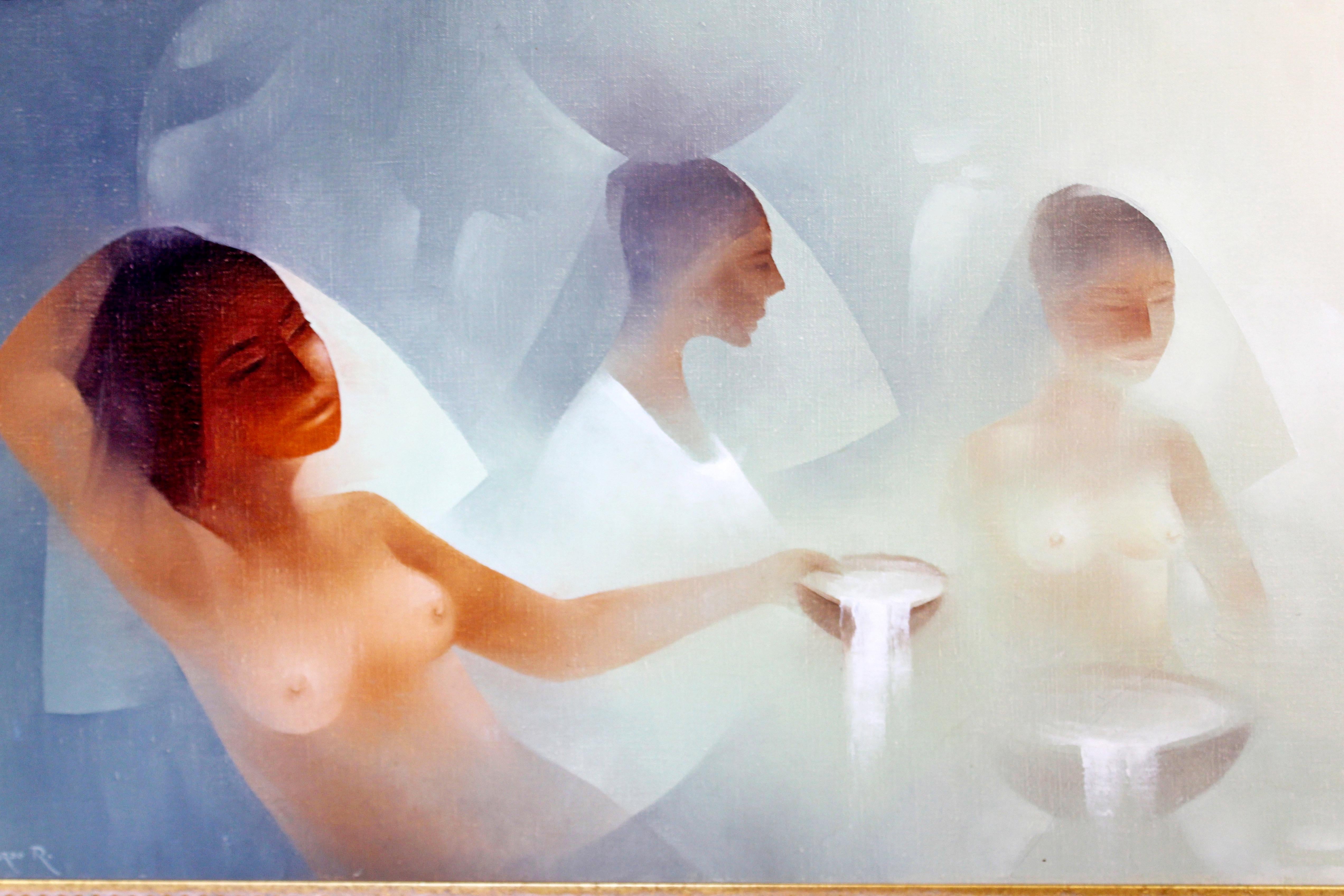 Mid-Century Modern Oil on Canvas Painting Nude Women by Jorge Edgardo 1