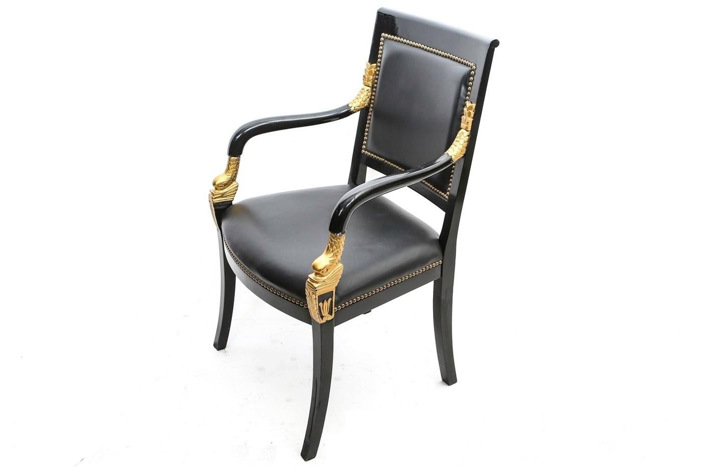 Pair of Empire Lacquered Fauteuils For Sale 1