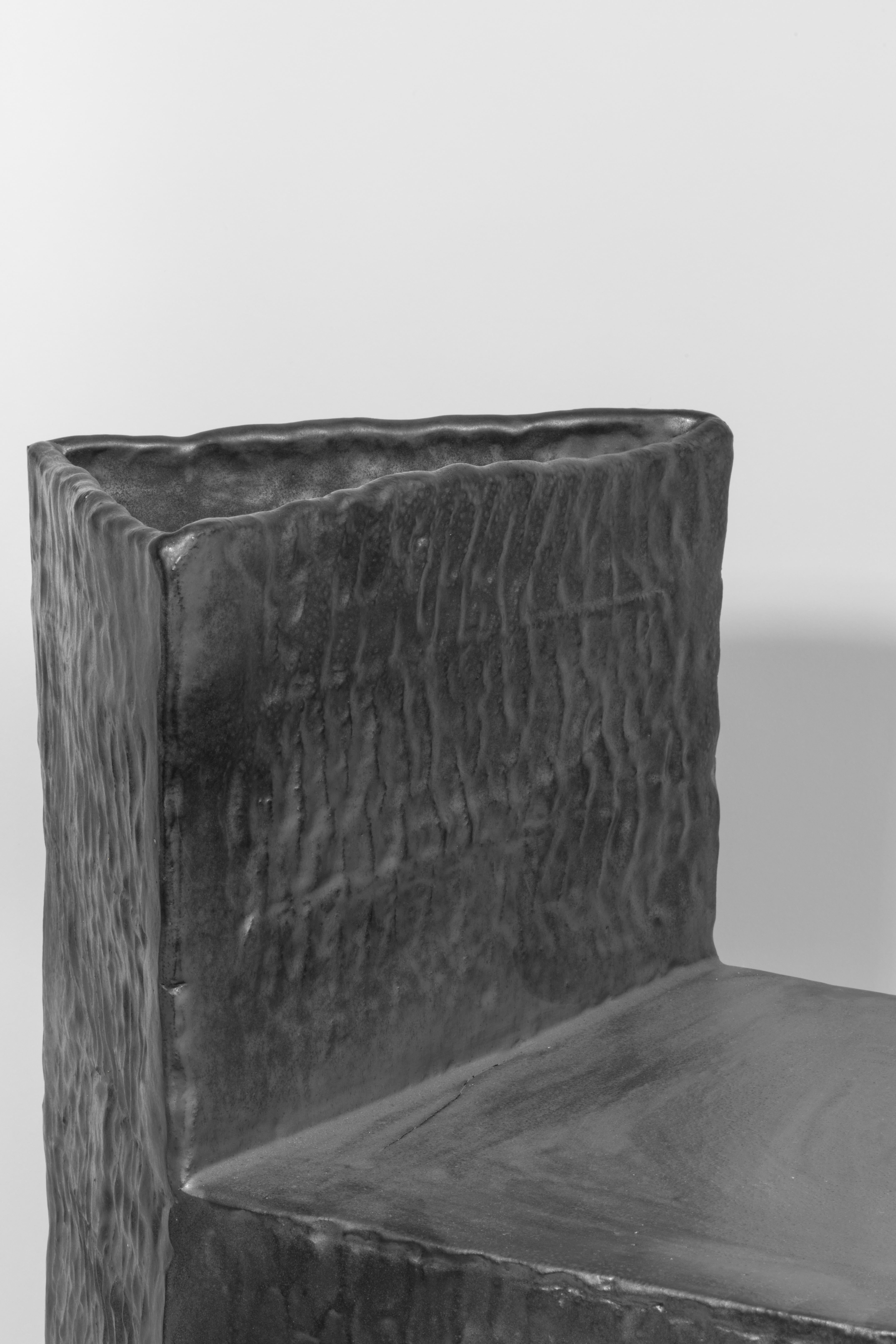 Minimalist Jonathan Nesci w/ Robert Pulley unique Chair Black Coppered Glaze 18/18 
