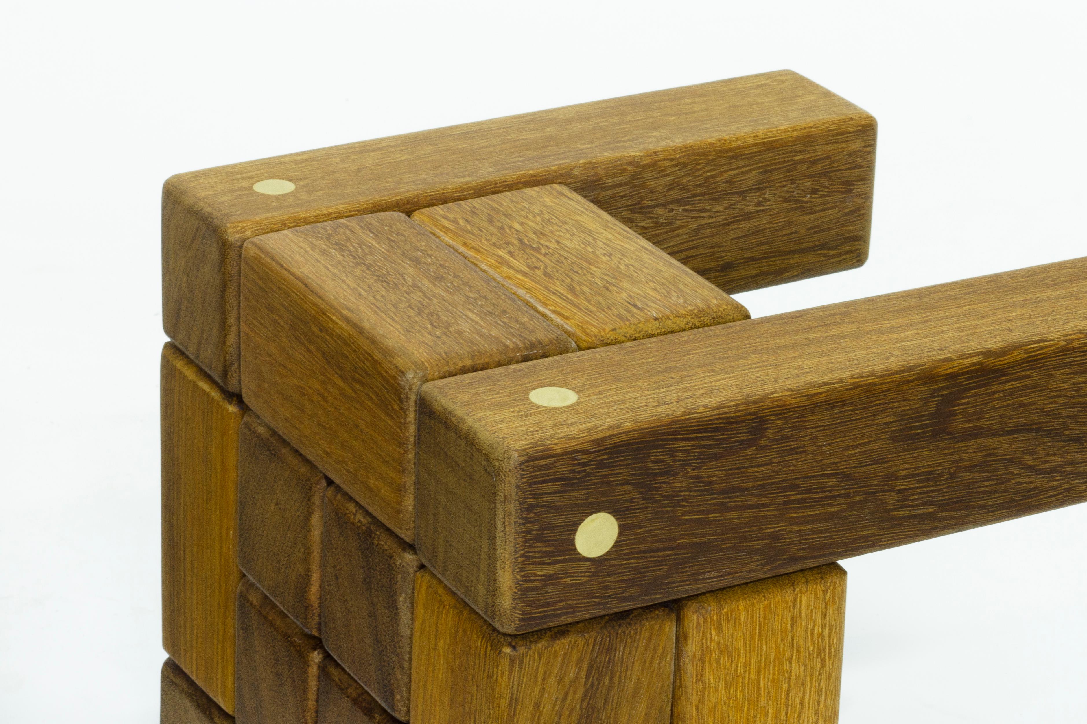 Stool in Hardwood and Brass. Brazilian Contemporary Design by O Formigueiro. For Sale 1