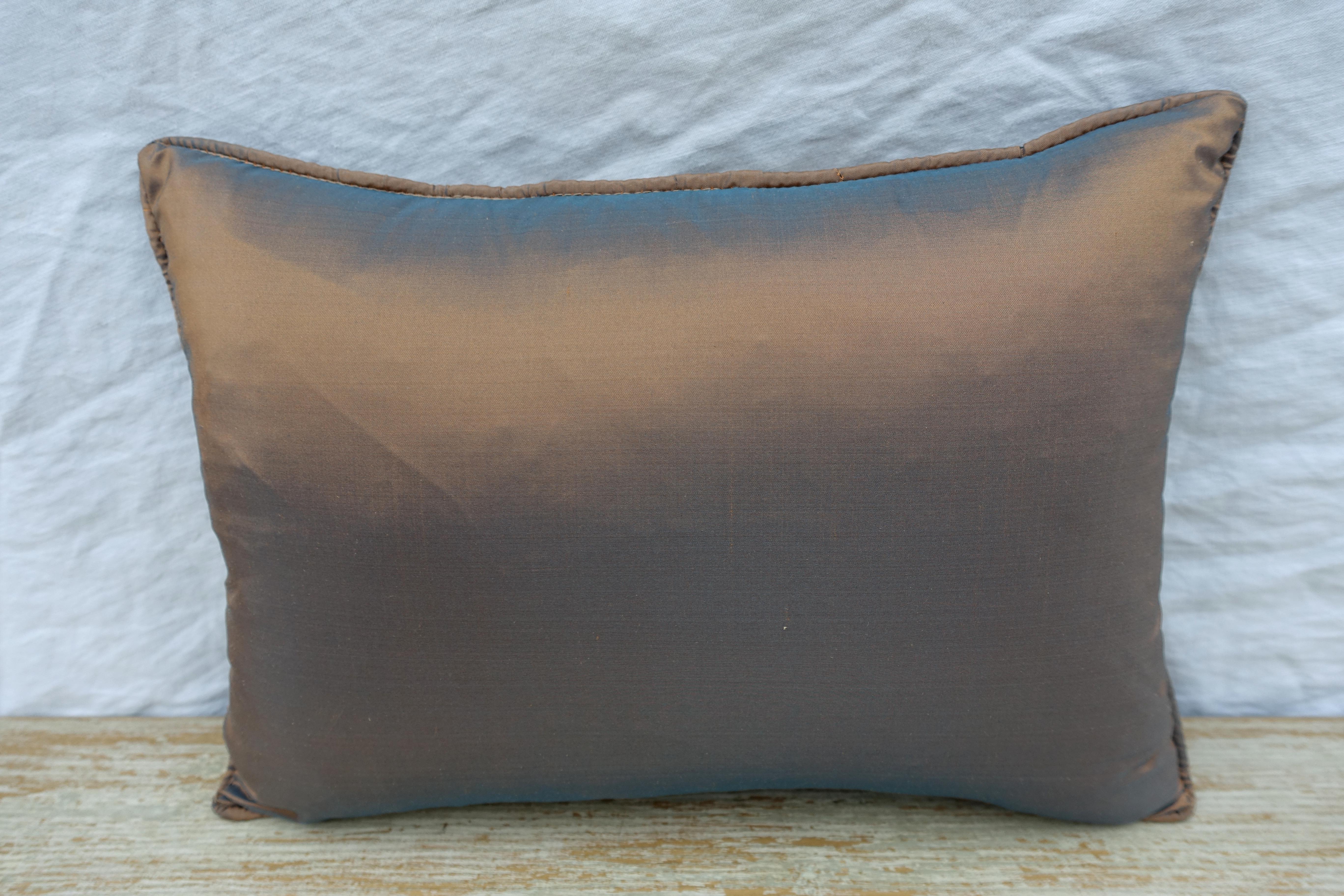 Contemporary Pair of Fortuny and Silk Pillows