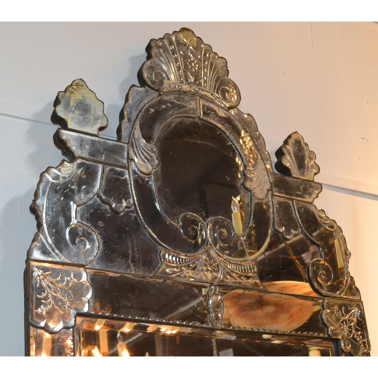 19th Century Etched Venetian Glass Mirror 1
