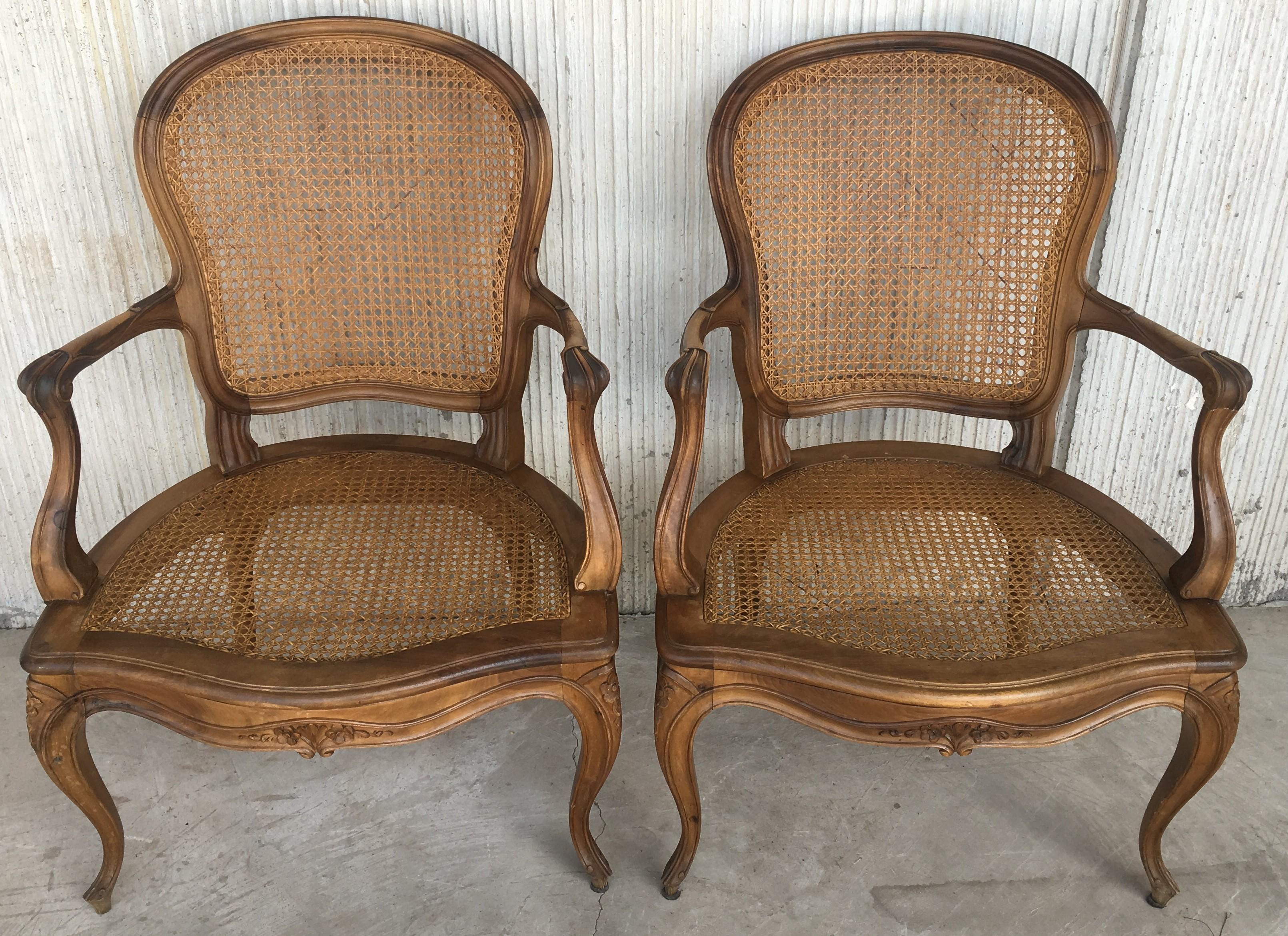18th Louis XV Cane Back and Seat Fauteuil Armchair. 1