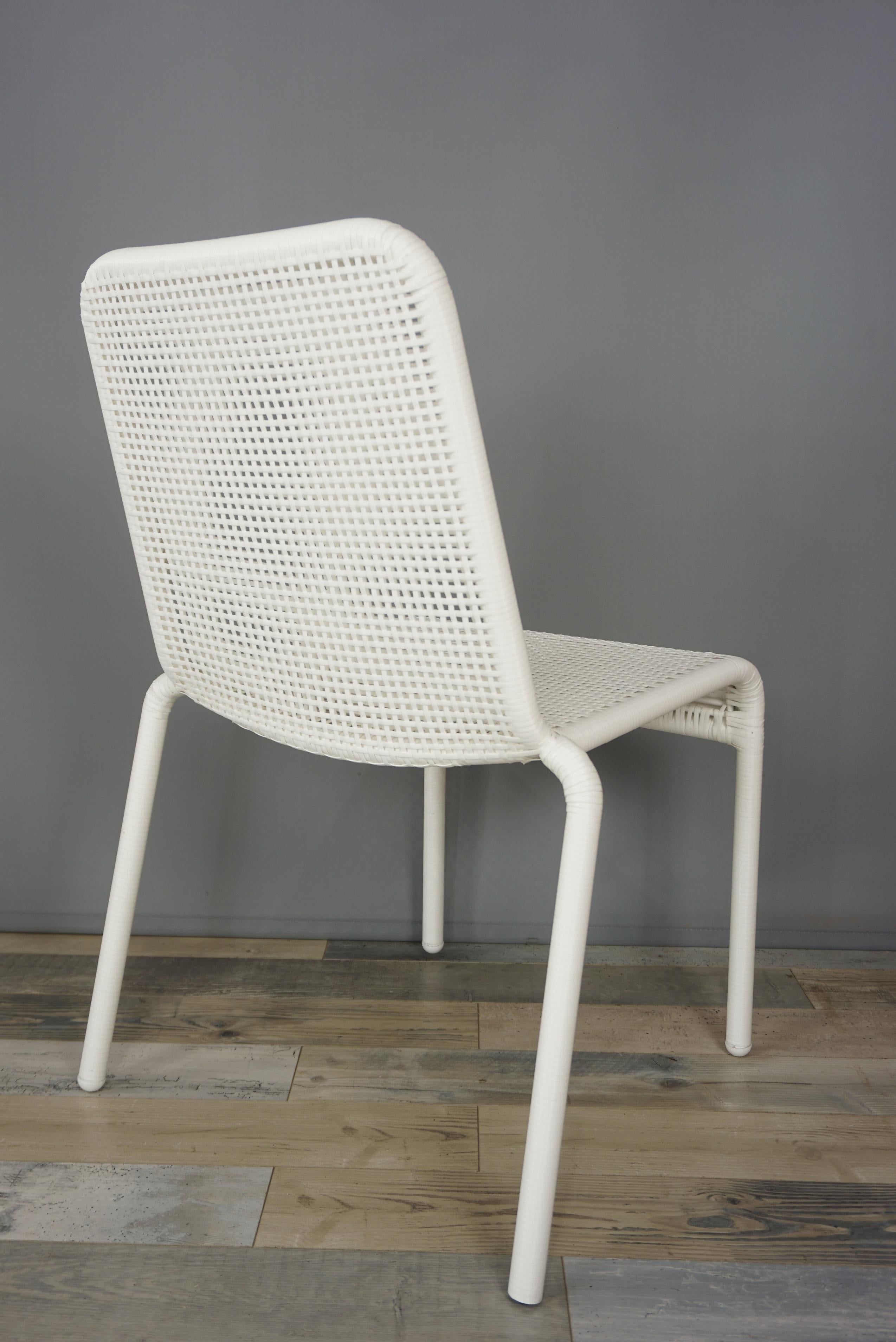 Aluminum French Design White Braided Resin Chair