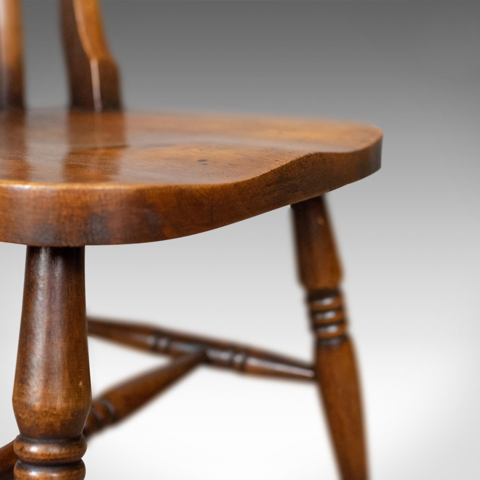 Set of Four Antique Station Chairs, English, Oak, Windsor, Dining, circa 1890 2
