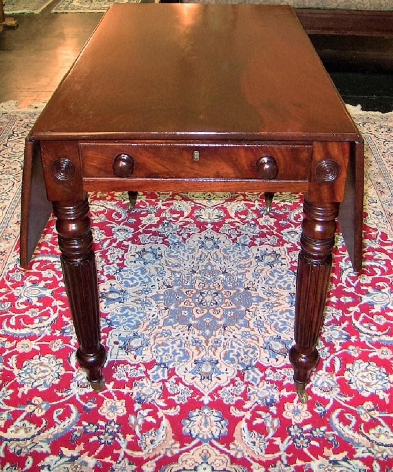 19th Century 19C British William IV Mahogany Large Pembroke or Library Table
