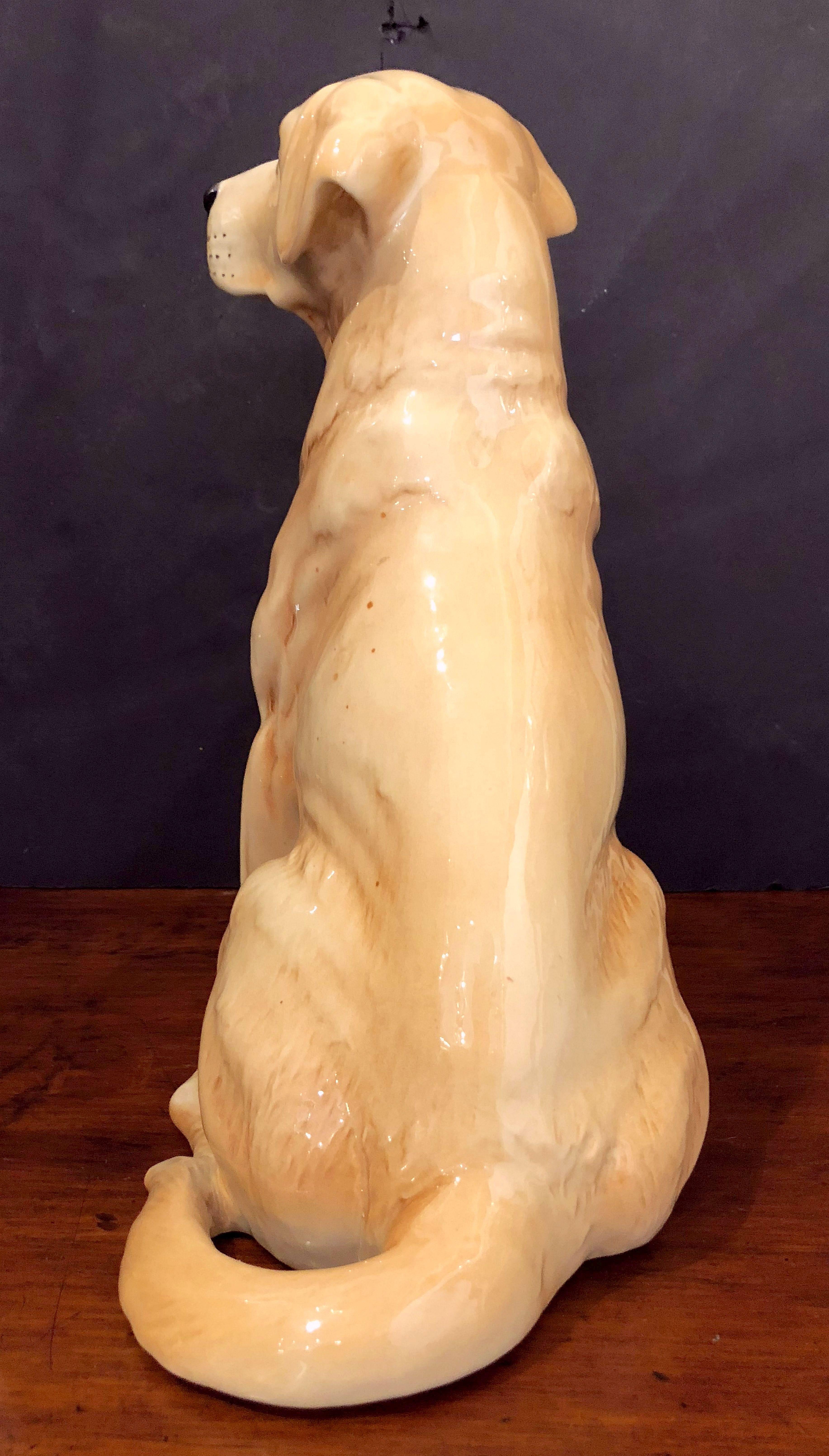 Sitting Yellow Lab Dog Figure by Beswick Pottery 'Fireside Model' In Good Condition In Austin, TX