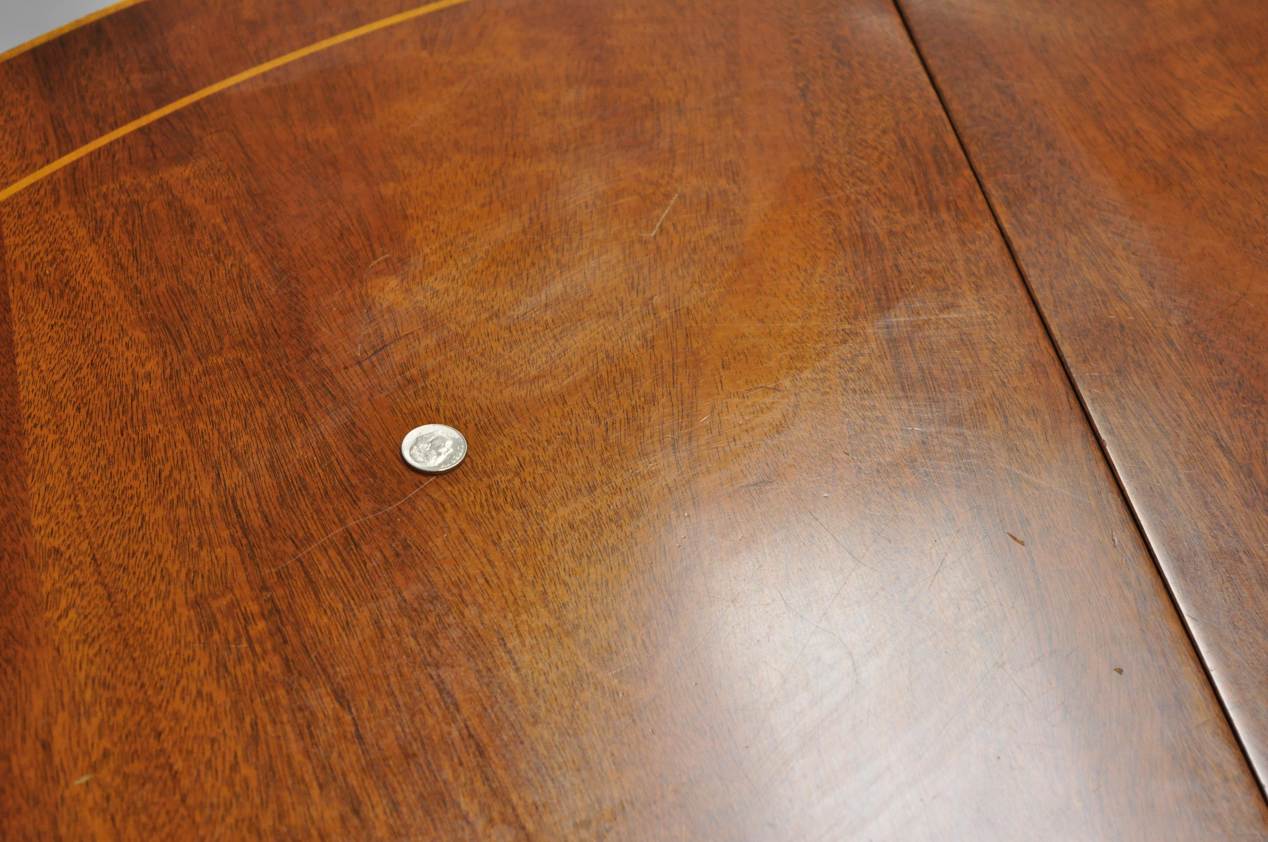 Drexel Wallace Nutting Round Flame Mahogany Inlaid Dining Room Table 1