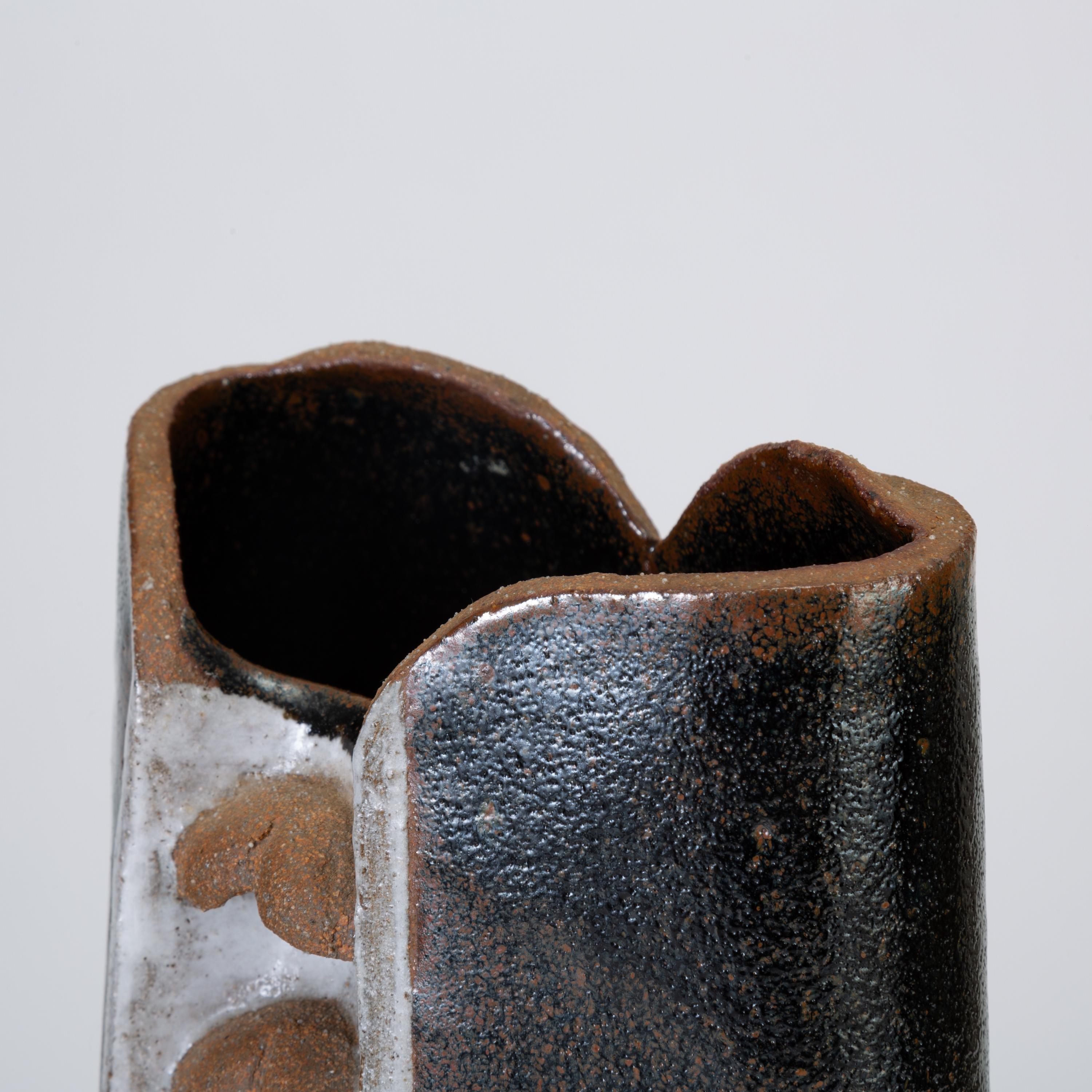 Stoneware “Tuxedo” Glazed Studio Pottery Vase