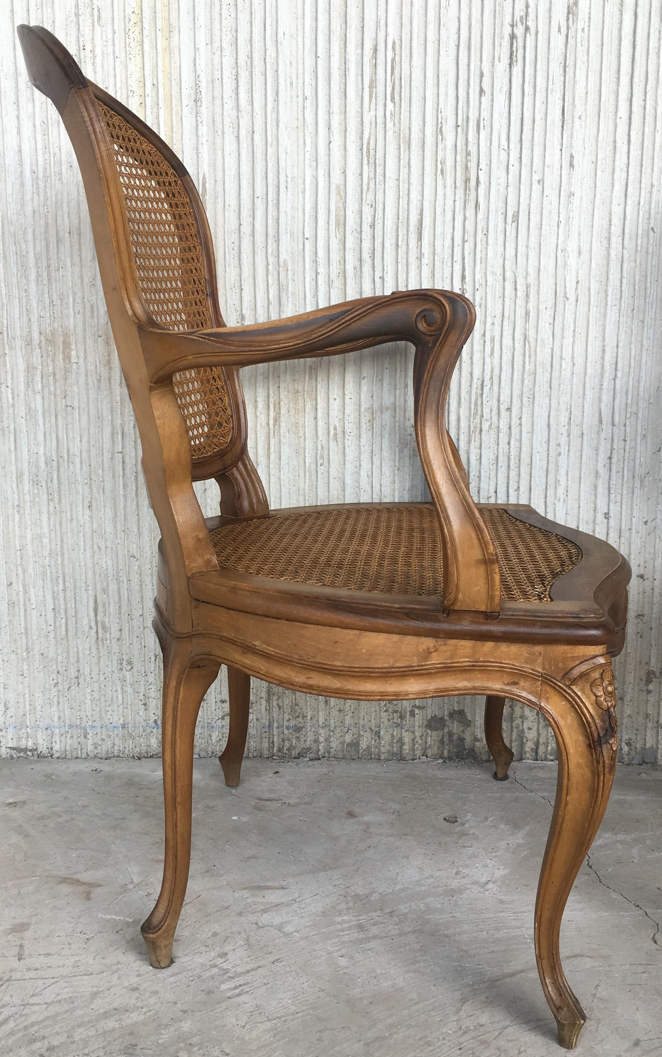 18th Louis XV Cane Back and Seat Fauteuil Armchair. 2
