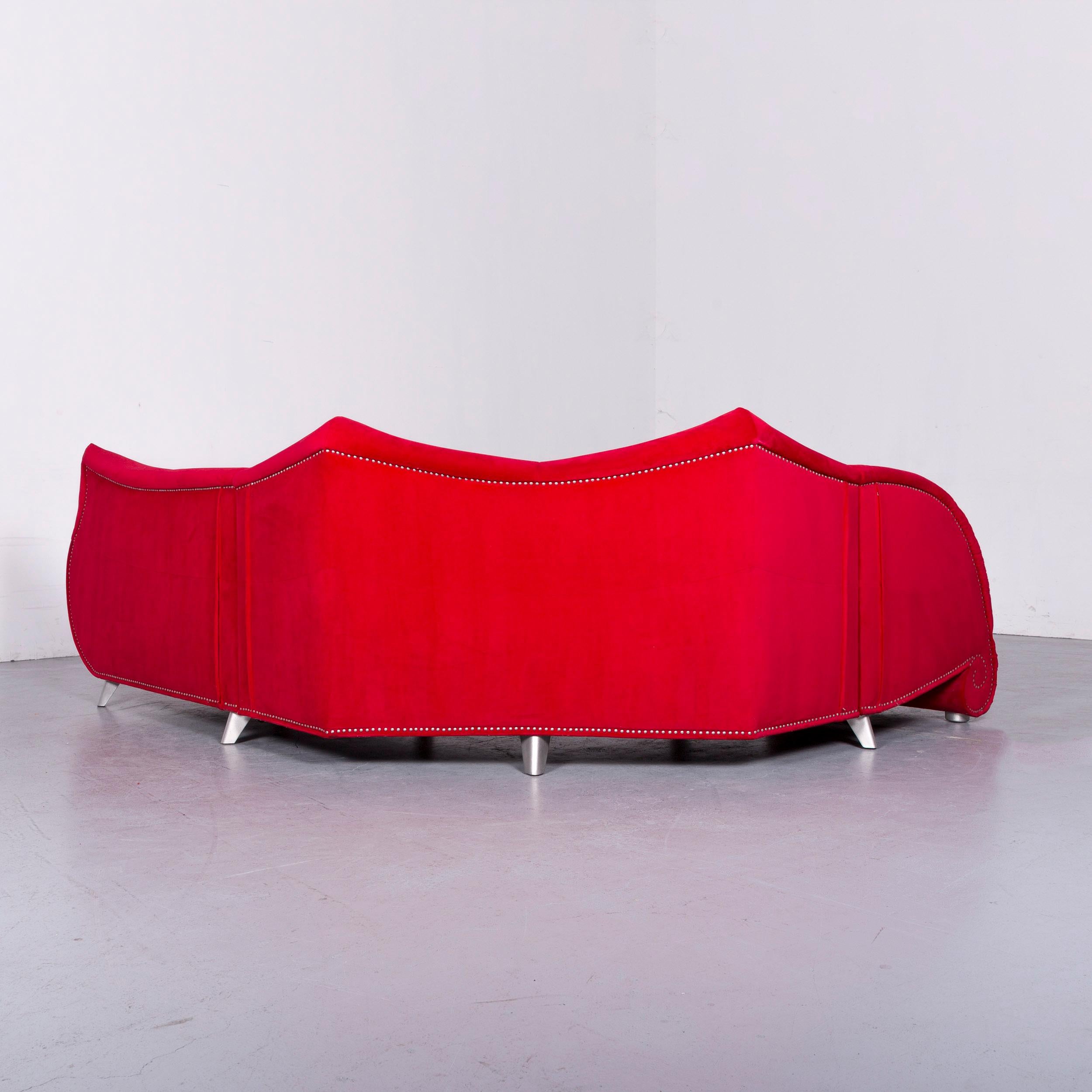 Contemporary Bretz Gaudi Designer Velvet Sofa Red Corner Couch For Sale