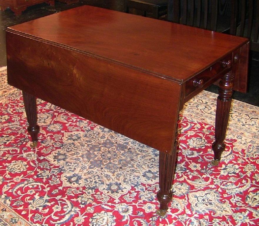 19C British William IV Mahogany Large Pembroke or Library Table 1