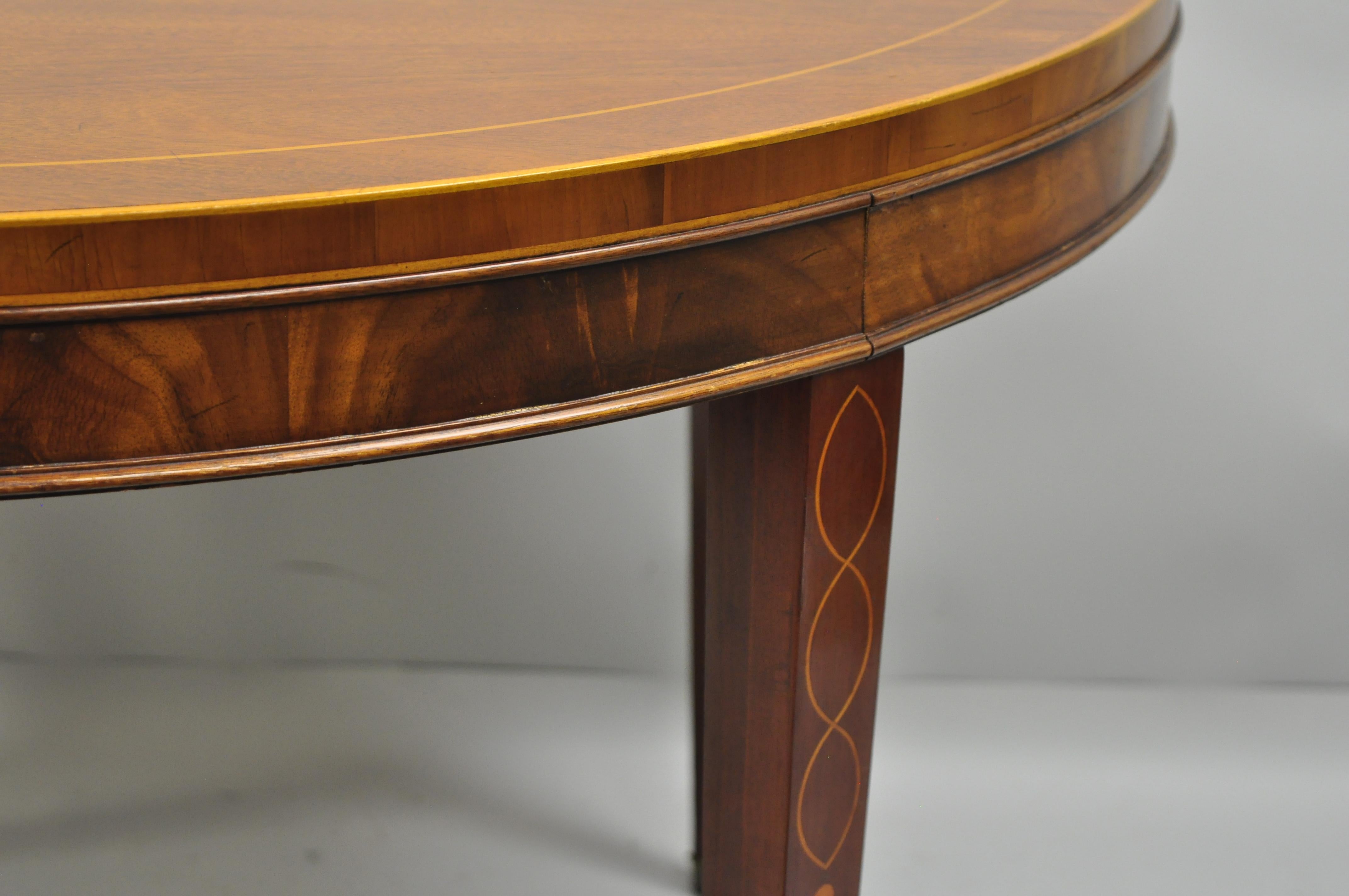 Drexel Wallace Nutting Round Flame Mahogany Inlaid Dining Room Table 2