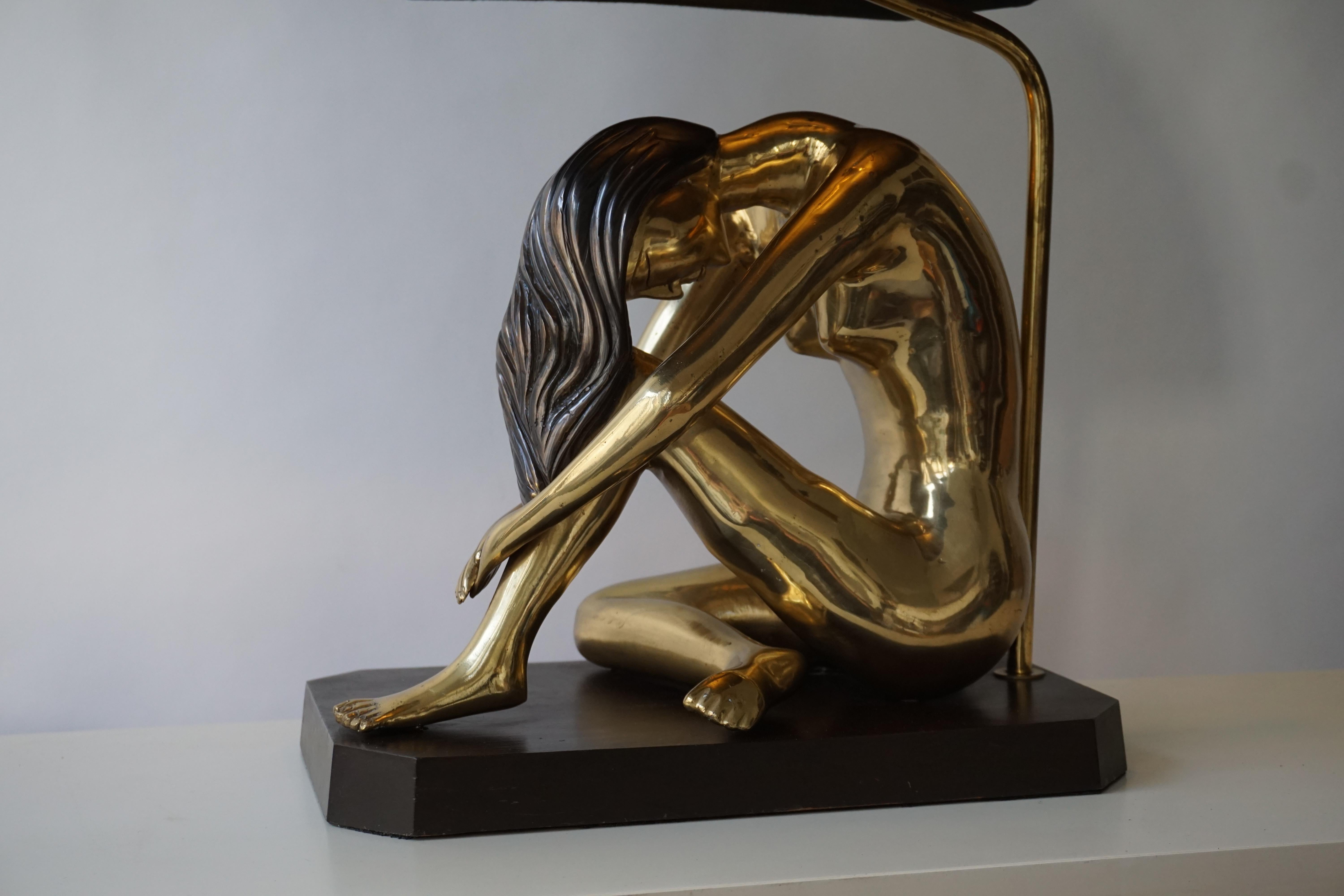 Brass Sculptural Female Nude Lamp