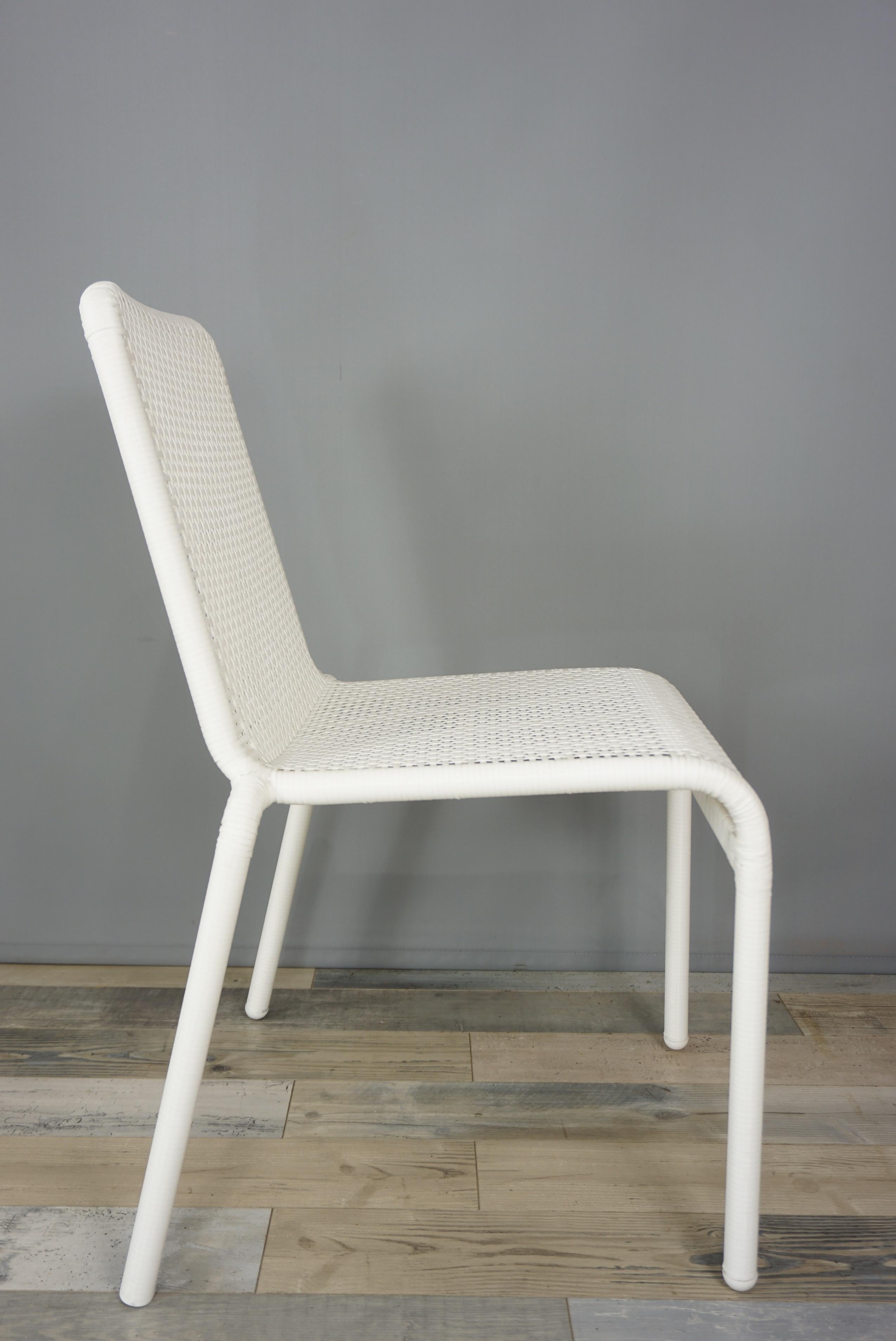 French Design White Braided Resin Chair 2