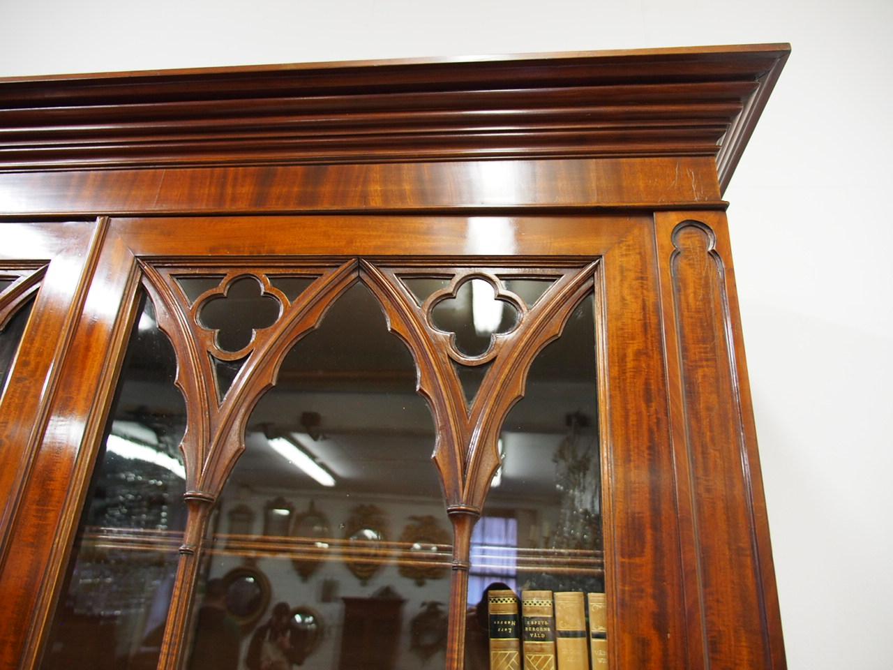 Gothic Style Mahogany Cabinet Bookcase For Sale 4