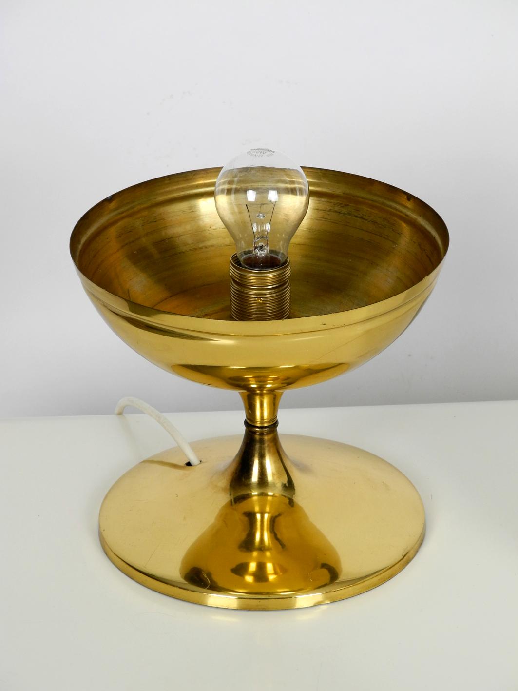 Mid-20th Century 1960s Extra Large Brass Tulip Table Lamp with One Glass Ball Space Age Pop Art