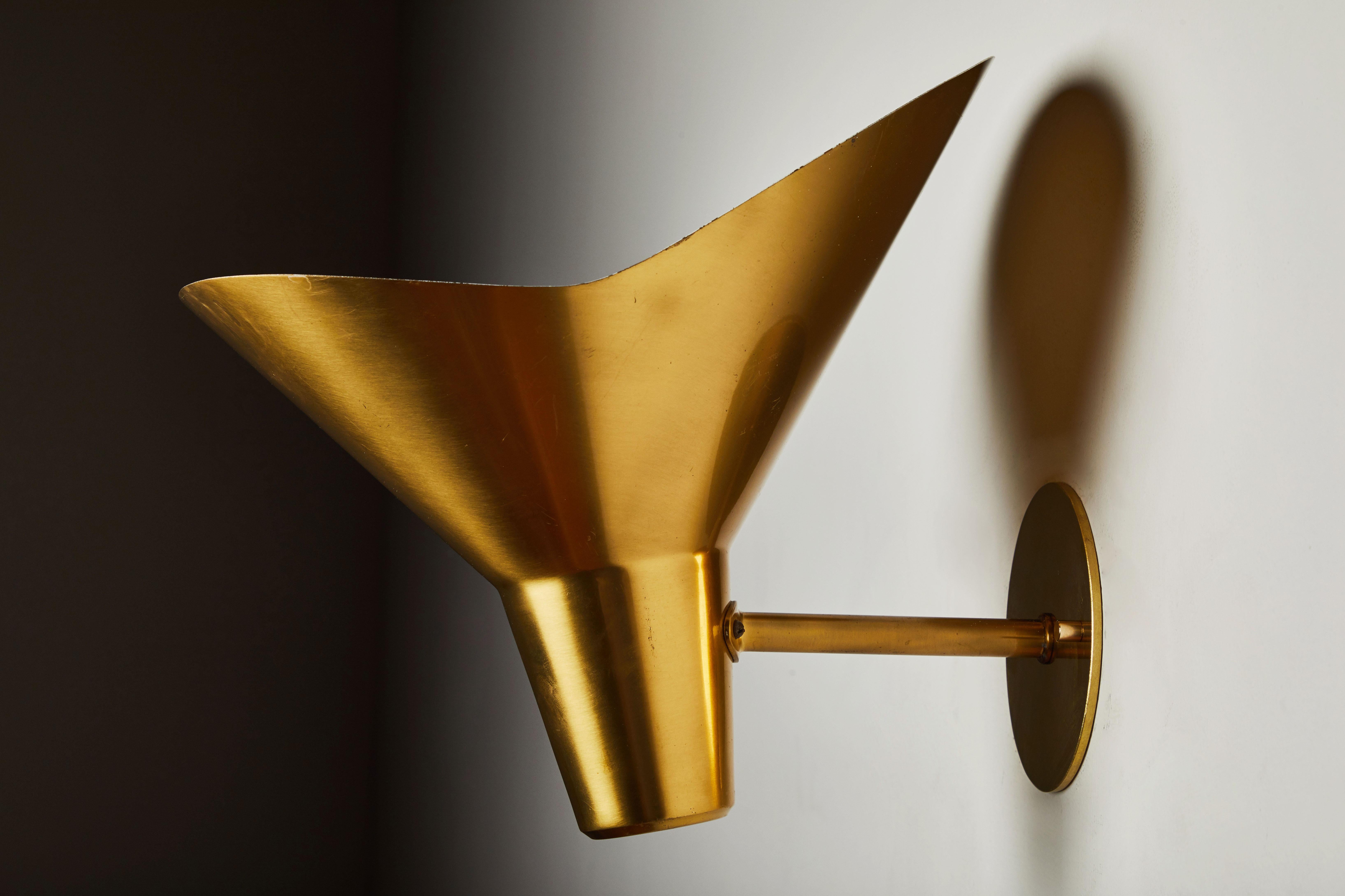 Pair of Brass Sconces by Hans Bergström for Ateljé Lyktan 2