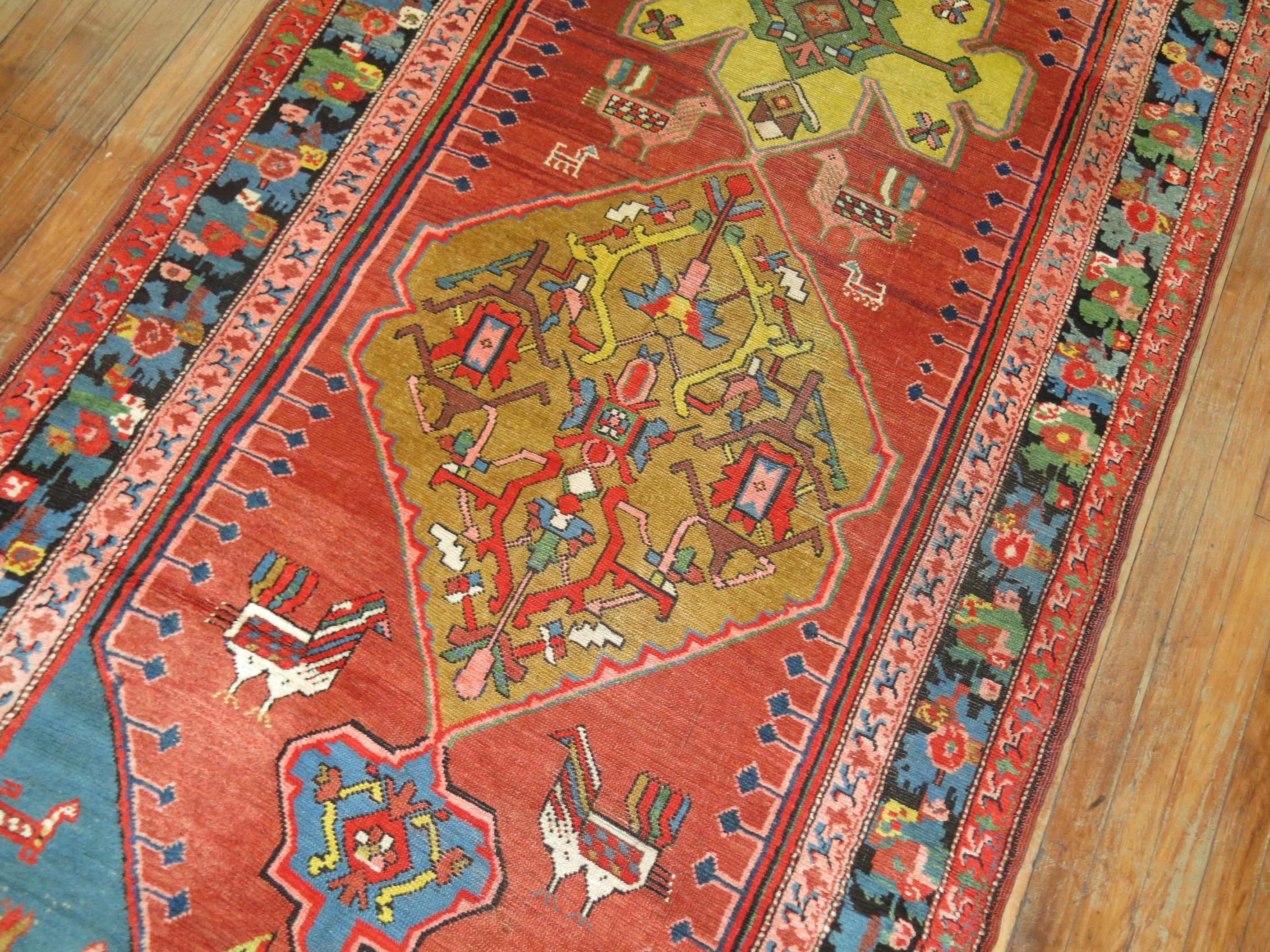 Pictorial Antique Armenian Runner Dated 1889 2