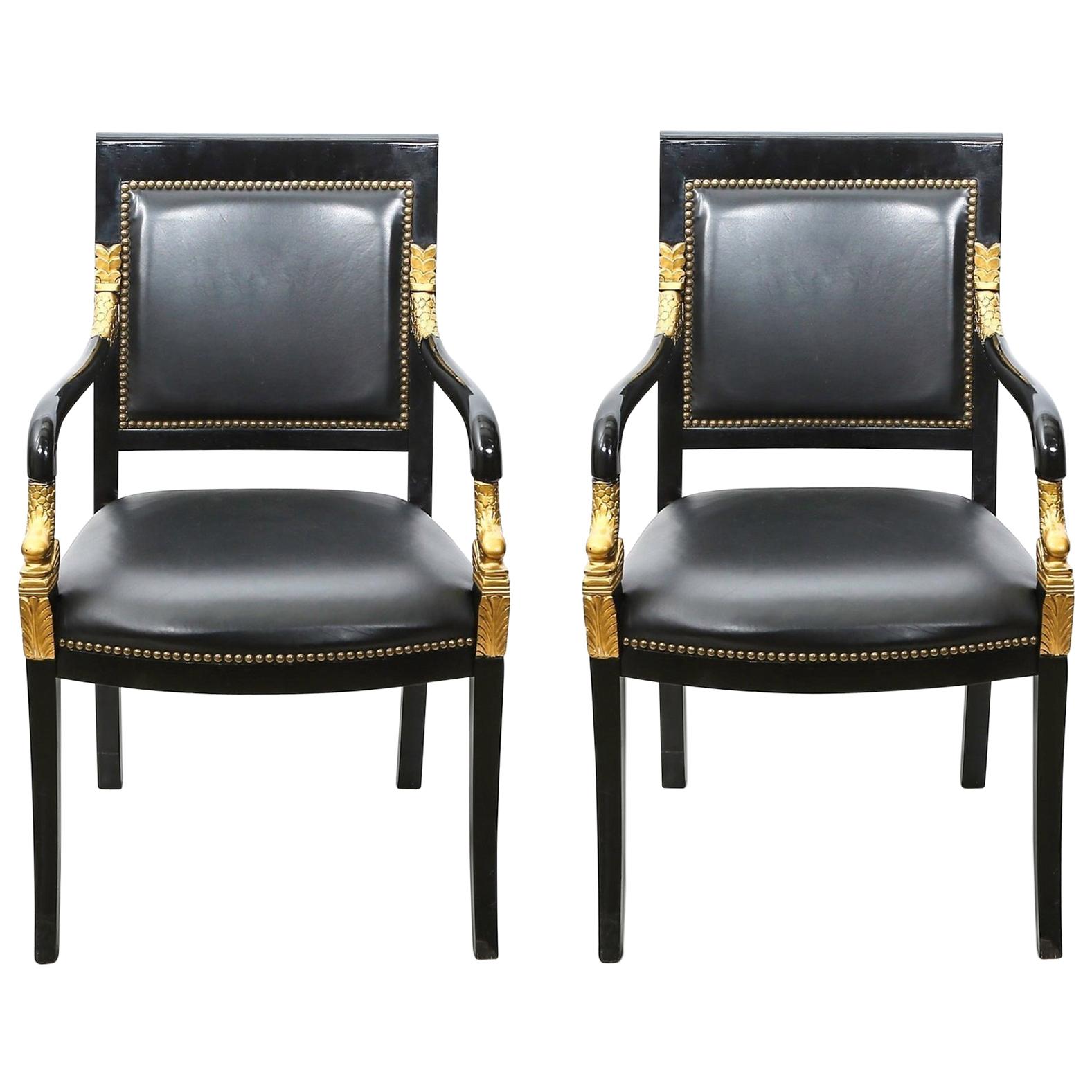 Pair of Empire Lacquered Fauteuils For Sale