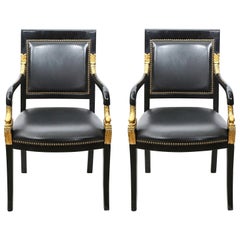 Pair of Empire Lacquered Fauteuils