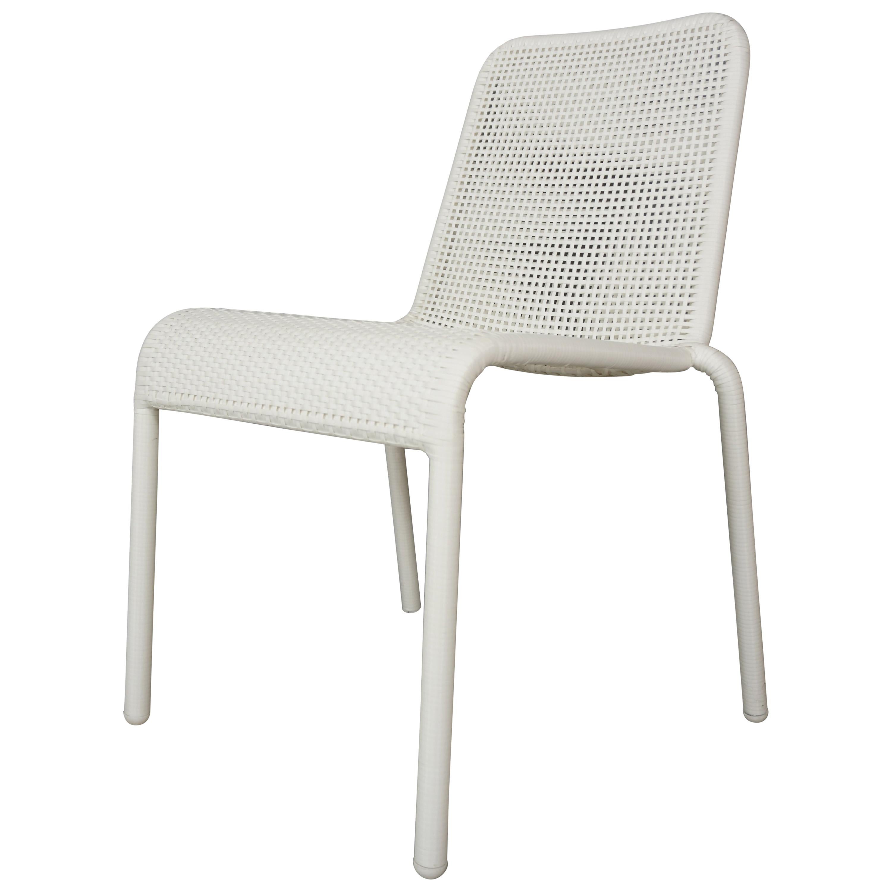 French Design White Braided Resin Chair