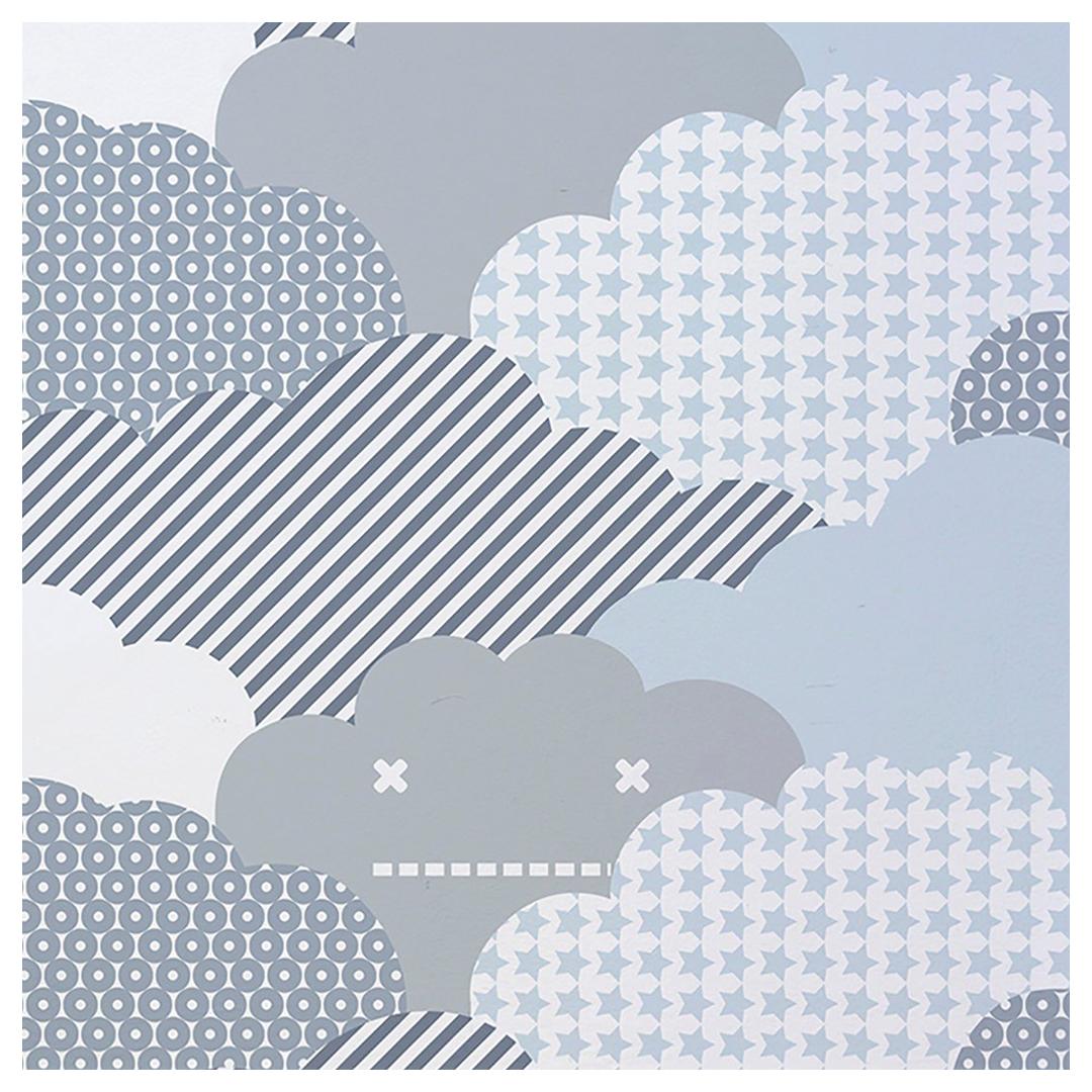 Clouds Designer Wallpaper in Storm 'Cool Grays, Charcoal and White'