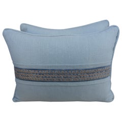 Pair of Faded Linen Pillows with Fortuny Accent