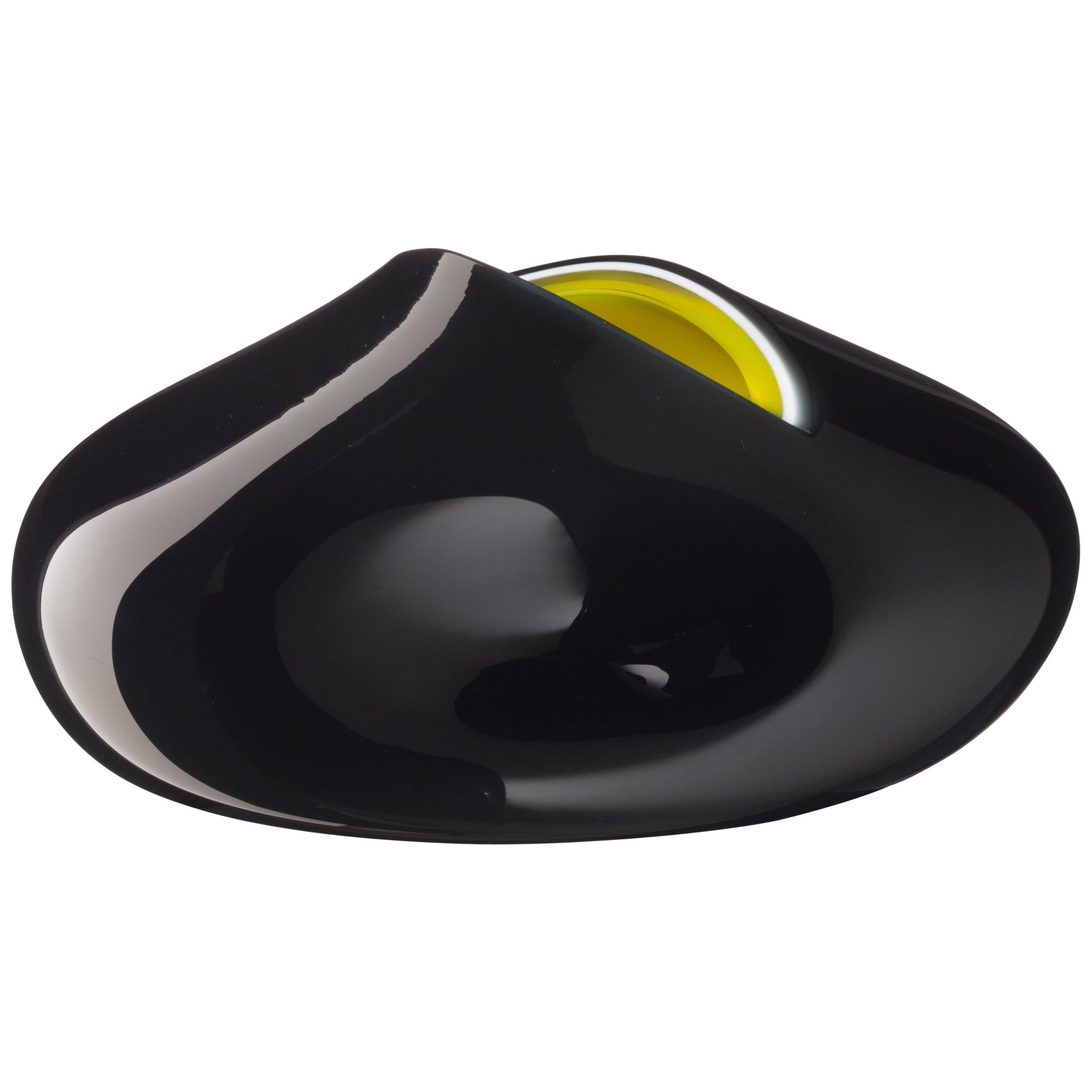 Salviati Large Saxi Vase in Black and Yellow by Norberto Moretti im Angebot