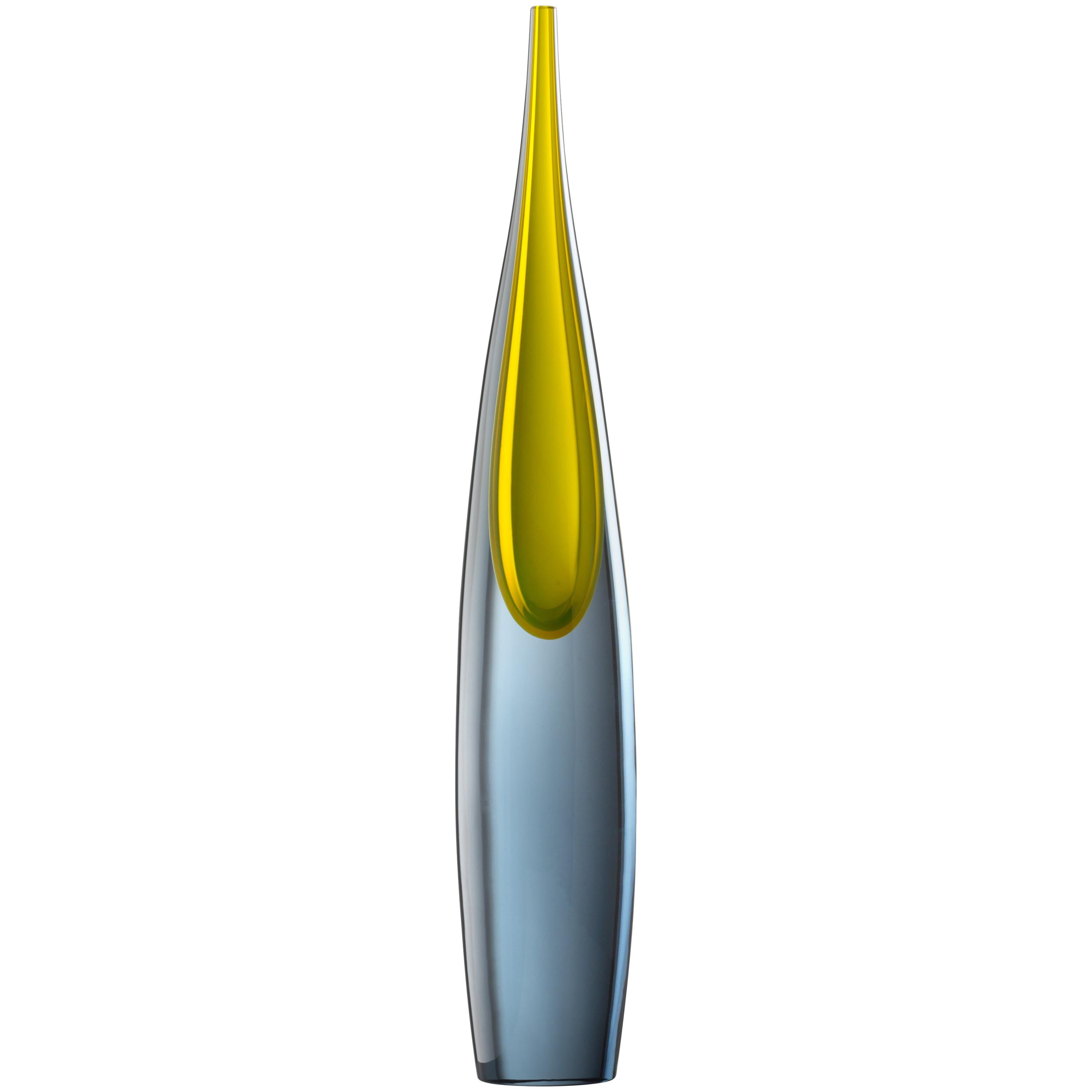 Salviati Small Pinnacoli Vase in Gray and Yellow by Luciano Gaspari For Sale