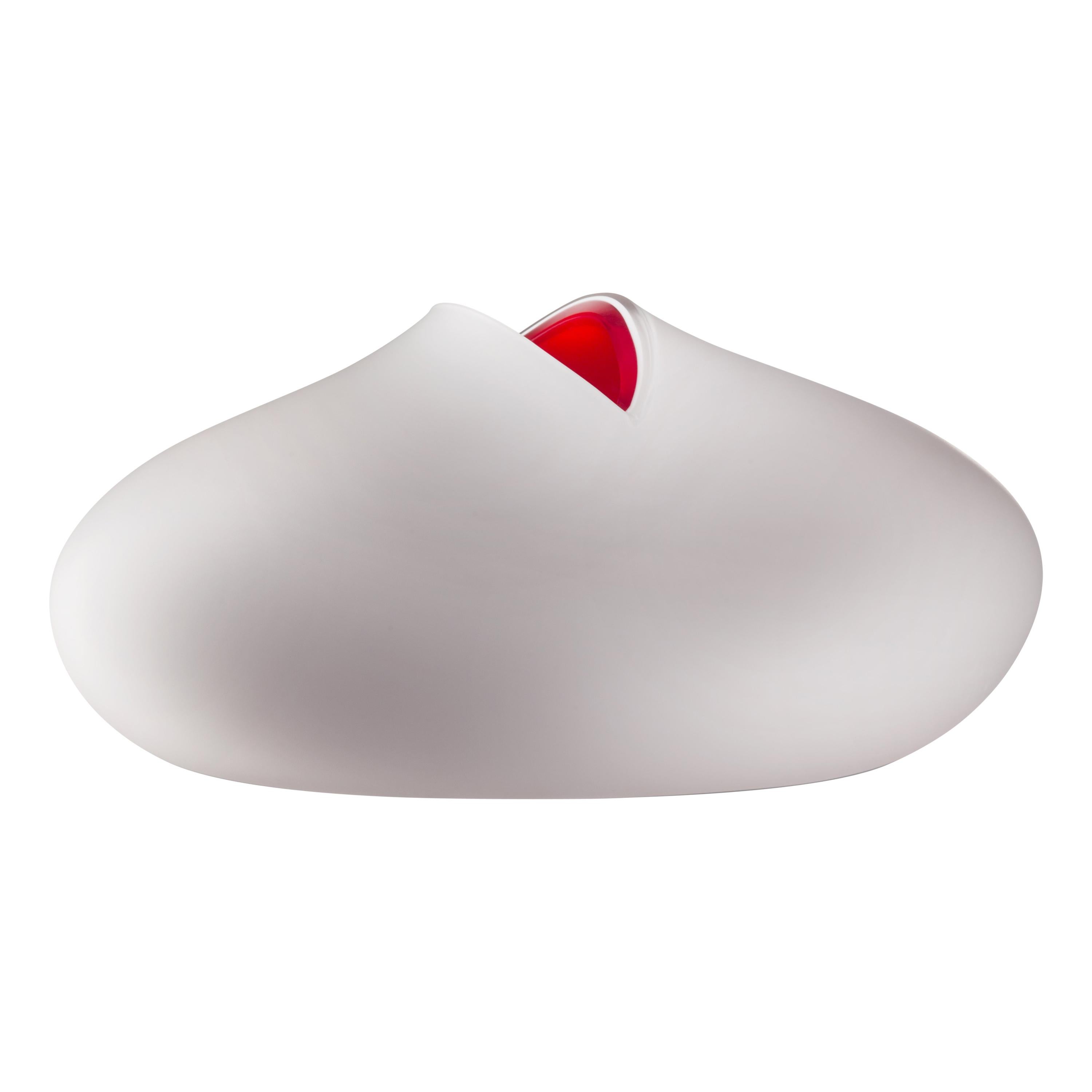 Salviati Extra Large Saxi Vase in White and Red by Norberto Moretti For Sale