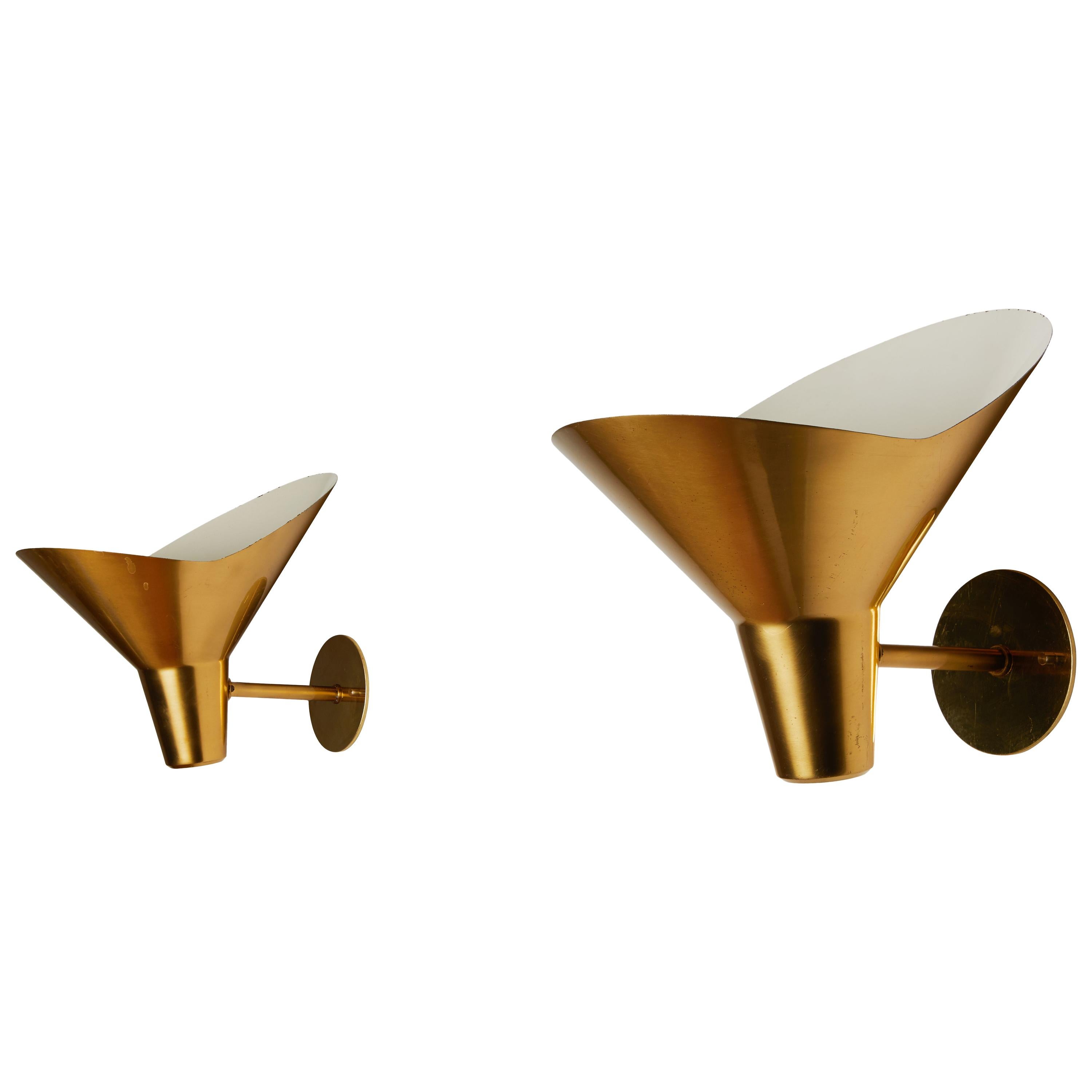 Pair of Brass Sconces by Hans Bergström for Ateljé Lyktan