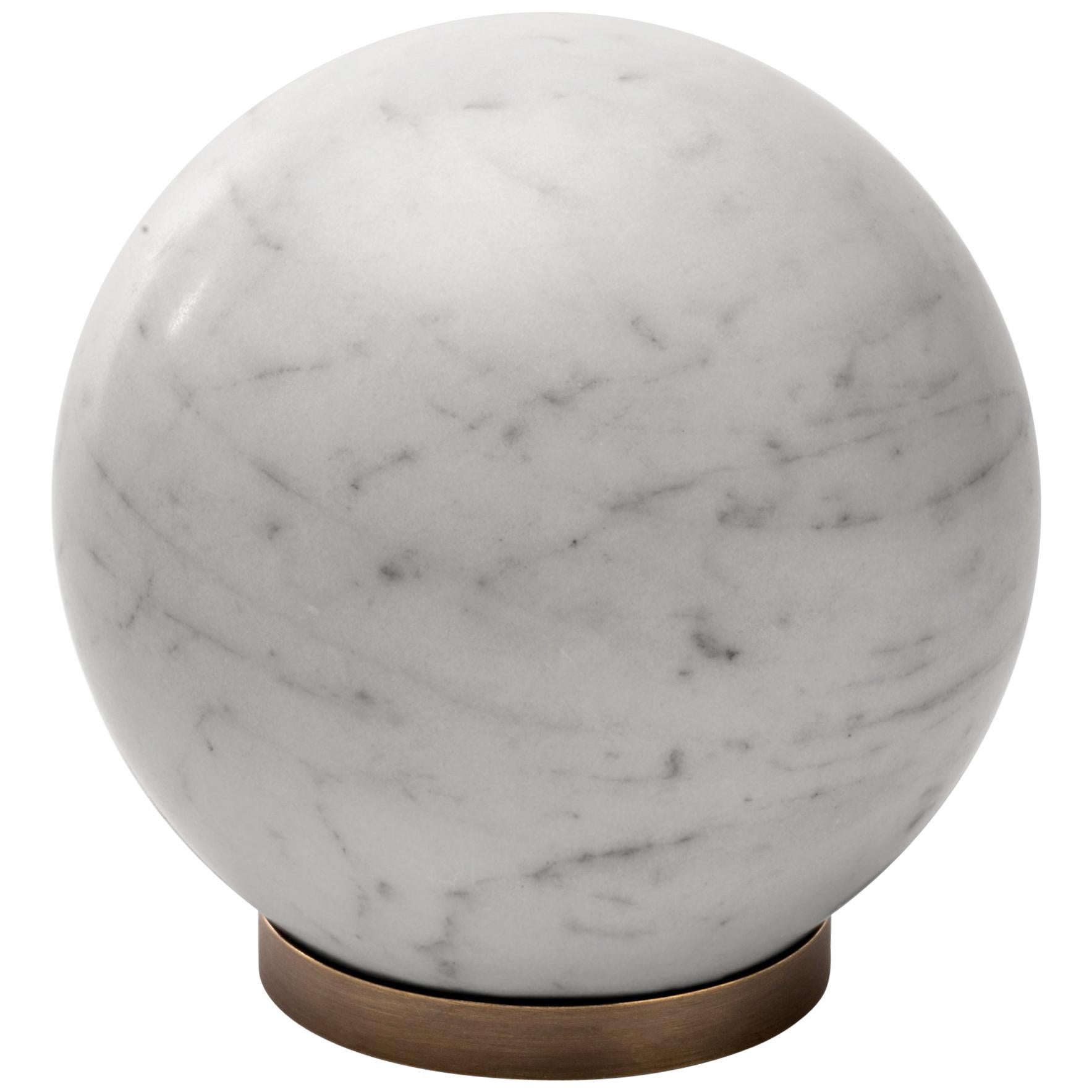 Salvatori Gravity Sphere in Bianco Carrara Marble with Brass Base For Sale