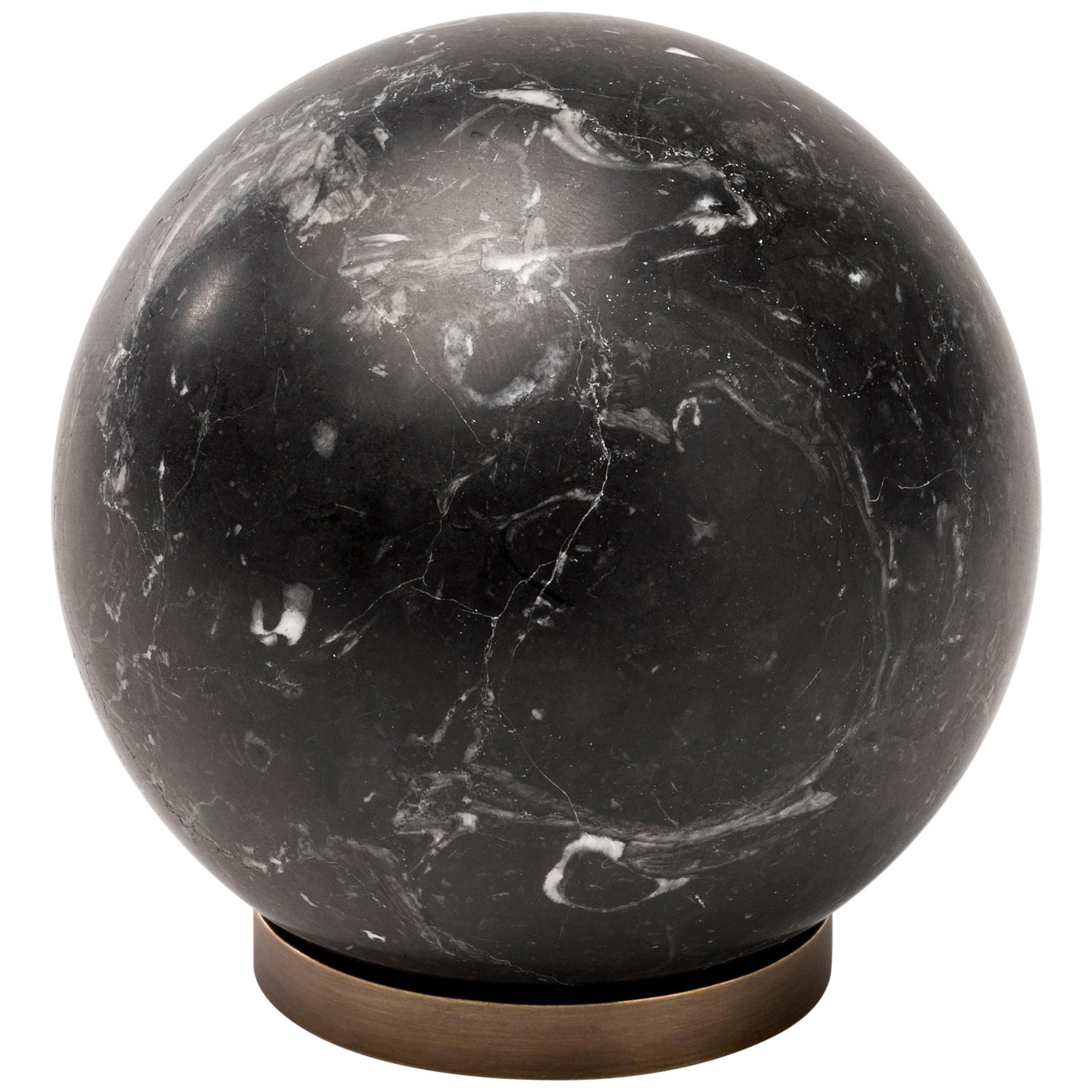Salvatori Gravity Sphere in Nero Marquina Marble with Brass Base For Sale