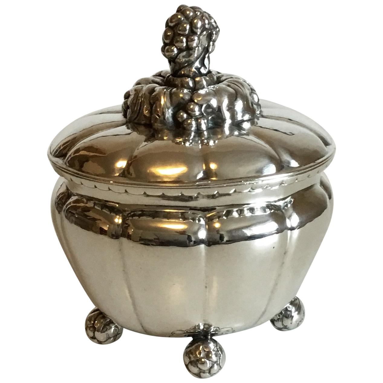 Georg Jensen Silver 830 Bonbonniere No 72 with Swedish Import Marks from 1918 For Sale
