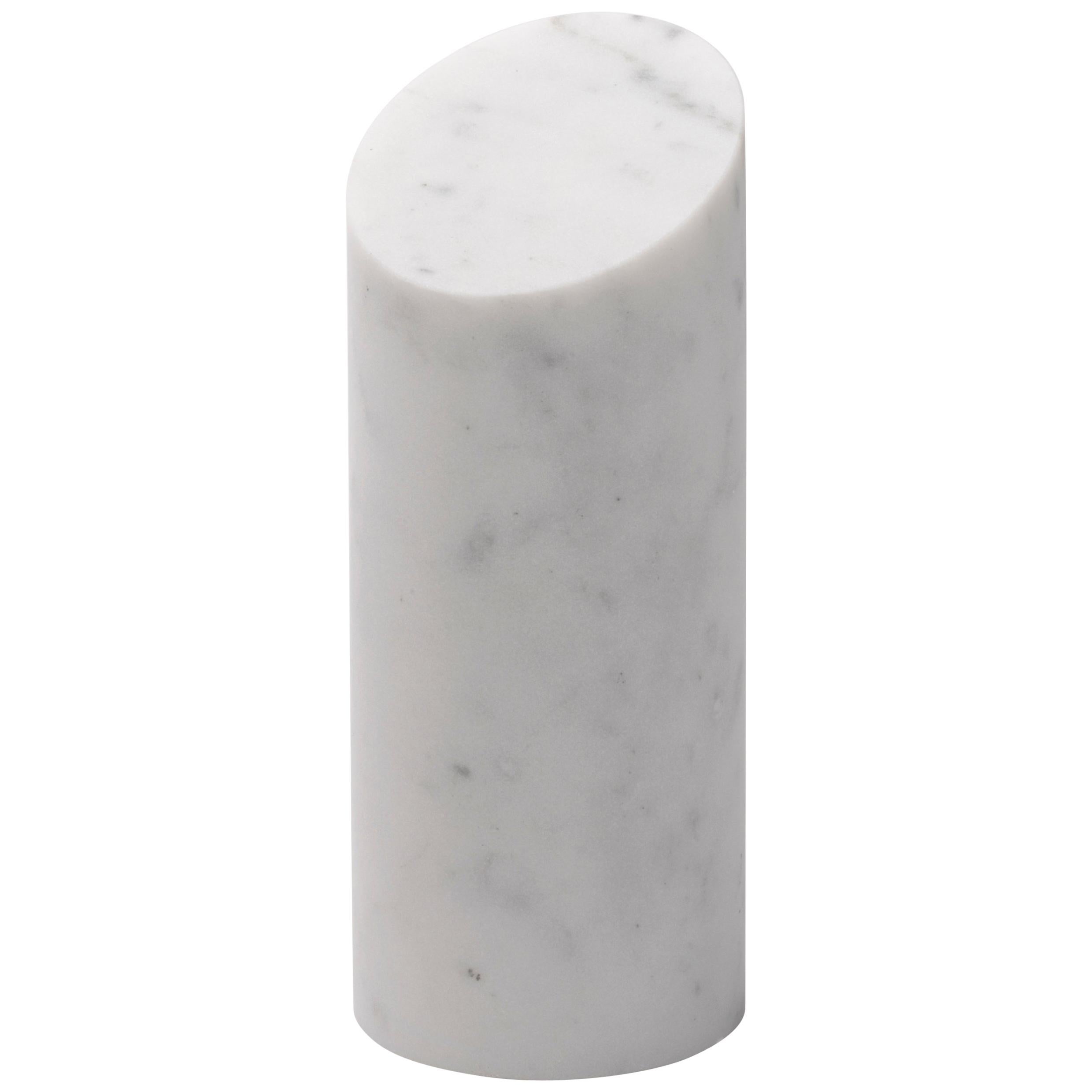Salvatori Kilos Cylinder Paperweight in Bianco Carrara Marble by Elisa Ossino For Sale
