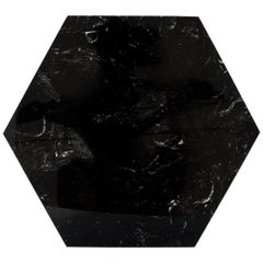 Hexagonal Black Marble Plate with Cork