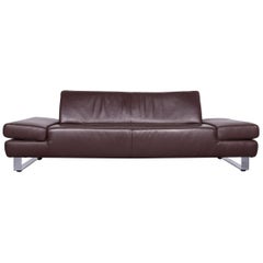 Willi Schillig Taboo Designer Leather Sofa Brown Three-Seat Couch